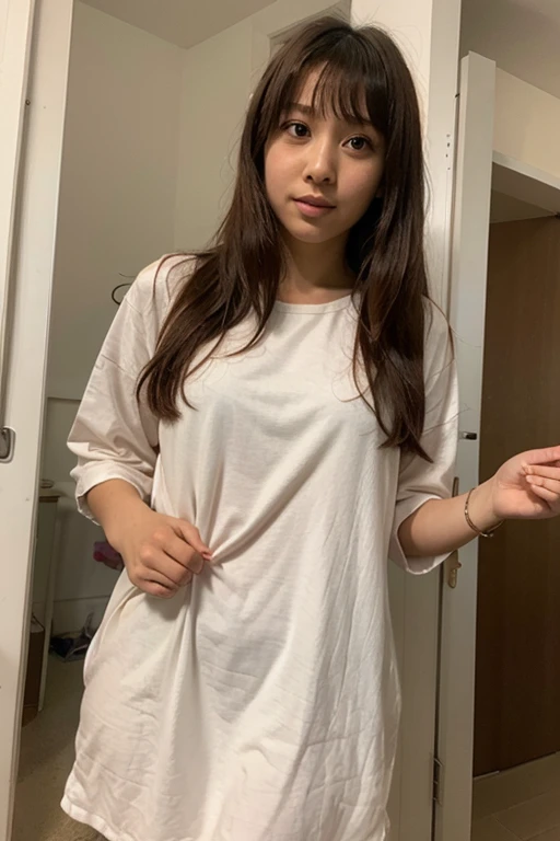 ((Extremely precise and accurate anatomy:1.0)), (photo Realistic:1.4), (hyper Realistic:1.4), (最高品質のRealisticな肌の質感:1.4), (Improvement of quality:1.4), (Enhances the beauty of skin texture:1.1), Clean and glowing skin, mesh, thin:1.2, (Realistic:1.3), Realisticなライティング, (Smoother lighting:1.05), (Improving the quality of cinema lighting:0.9), Backlight, A gentle light for your face, Ray Tracing, (Bright light:1.2), 32K, One Japanese woman, fine grain, Detailed face, (Film Grain:1.1),(Accentuates body lines:1.1), High resolution, Natural look, Kind eyes, Improves hair quality, Delicate light and shadow, Transparent muscles, Graceful pose, Beautiful Eyes, Sharp details, Soft light reflection, Beautiful contours, Delicate skin tone, Fine hair texture,Cute Japanese Women Photos, Little Woman, 20-year-old, Beautiful and perfect face, brown, Beautiful Face,
