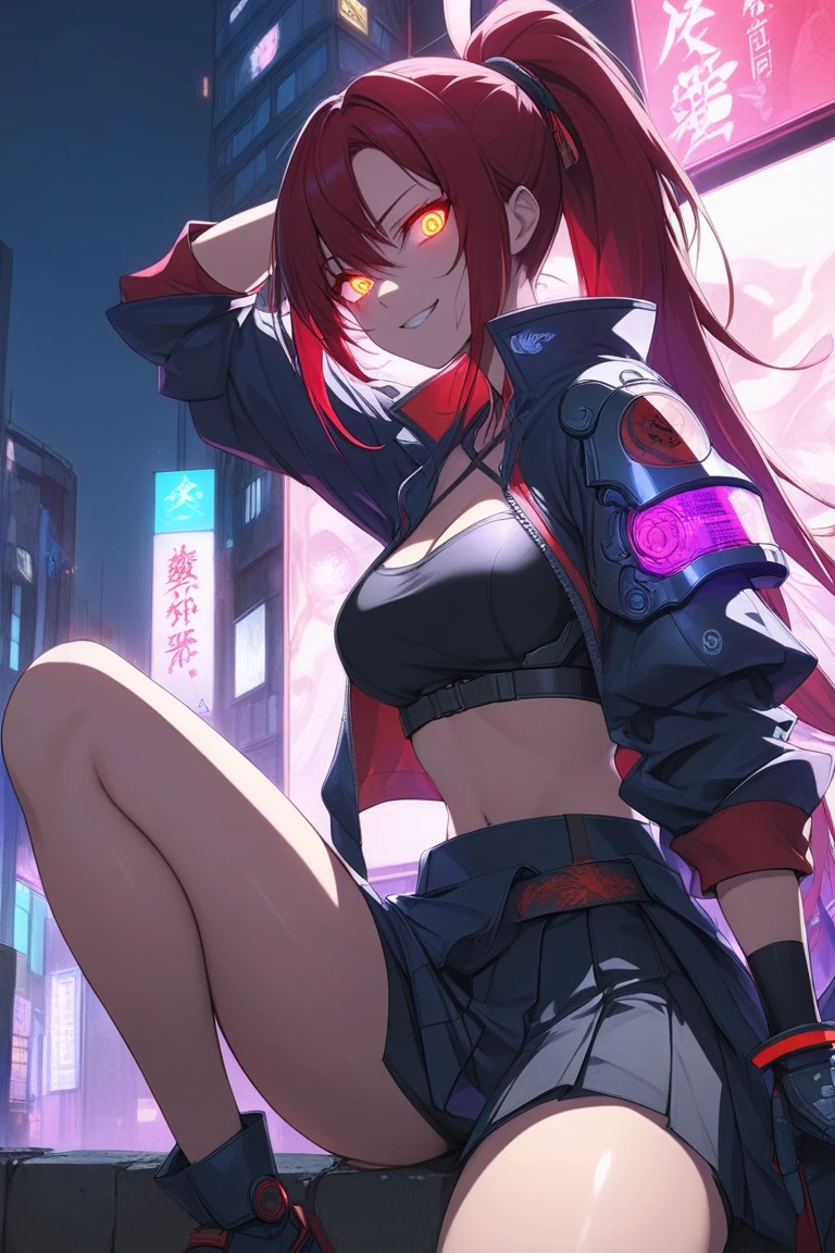 (photorealistic:1.8, highest quality:1.8,8K masterpiece:1.8,High resolution,muste piece:1.8,RAW Photos,cinematic lighting),
cyber punk、Back alley at night in the city、rain-soaked ground、vapor、
1 girl、Uruha Rushia、succubus、half coat、Completely naked、light clothing、skull hair ornament、redhead、long hair、twin tails、shining red eyes、Provocative sexy poses、Giddy Smile、
(elation:1.4)plump nipples、(cameltoe),No split screen,slender abs:1.2,(Young sensual gravure idol)