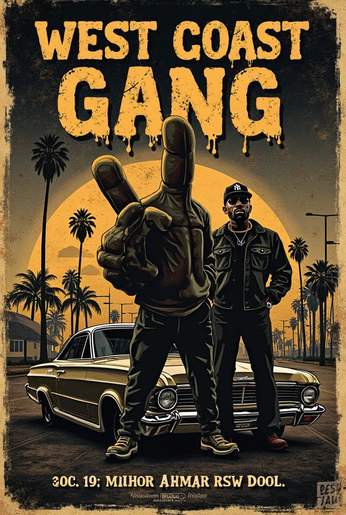 Skeleton in baggy urban clothing posing gangsta style with fingers, Behind a lowraider car green color with detailed graffiti on a completely white background, gangsta image, dynamic image, no shadows, detailed, 2D animated image in urban style