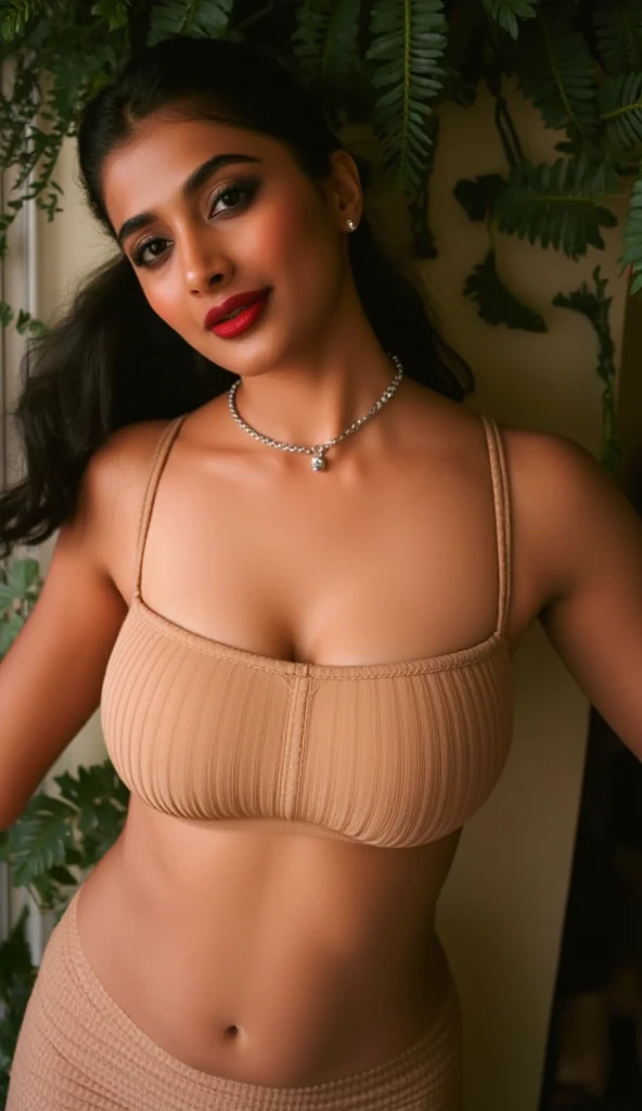 Ultra realistic above knee body and face photo of Samantha Ruth Prabhu a 28 year old women,(((very fair skin tone))), ((the face should be accurate)) , free shiny hair,clear neat face, with long hair style and normal small sized breast (boobs) and massive clevage and wears ((lace bikini lingerie)) taking selfie from the bedroom and the subjects hair and fair skin tone is highlighted using natural realistic lighting and capture using high resolution camera in RAW format and full body image and without any errors, selfie view,( fit and fleshy body))