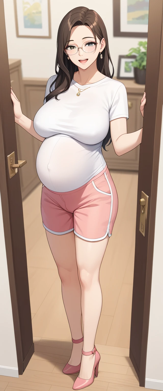 Miko Iino, fat, , chubby, overweight, twin tails, fat, large belly, standing, fat belly, very fat, , chubby,very fat, safe for work, obese, belly fat, fat, huge, heavy, very fat, safe for work, fat, standing, grabbing belly, very fat, large stomach, chubby (best quality, masterpiece),ece), stomach exposed,,, pregnant, standing, full body image, standing pose, brown hair, wearing sweatpants and a t-shirt