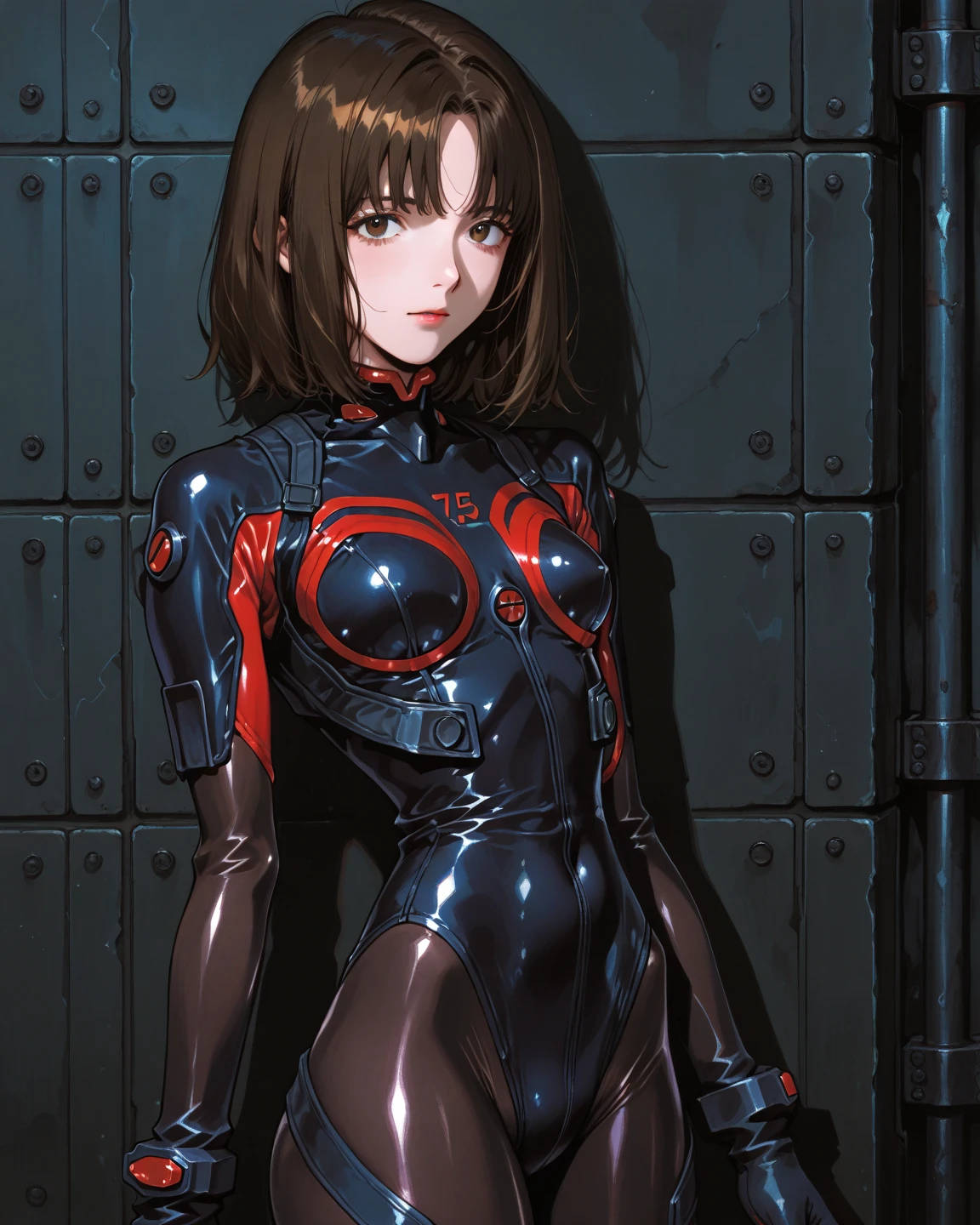 (((Annie Lennox))), ((( varied colors ))), (scars), (((Bandaged body))), ((high collar)), (((best qualityer: 1.4))), (Unbeatable masterpiece), (hiper HD),(CG 8k hyper-realistic), (((brave face))), (((breasts big))), (((hyper feminine))), sexly girl, Tron,(Red bob hair with straight bangs Bettie Page style)), ((( sculptural body ))), (((1 Kizi))), Kizi cibernética de 25 anos com perfectbody,,Beautiful and well-groomed face,muscular body:1.2,solid color detailed jacket, (Head to thigh photos), Complex equipment, green dark,long pants,Tight clothes are dark,With white stars and off-white stripes,,,,,Armor Metal Electronic Parts, Poison tattoos ) INFO, Kizi, (((standing alone))), pirralha violent, (((14歳))), sexly, pose de atitude, work of art, post-apocalypse, (((manga style))), bounty hunter, violent, Manic, the way you want, slenderbody, thin but strong, perfectbody, roupa moderna, advanced technology, neon, sleeves with vertical striped pattern, neutral background, (( cowboy shot )). in the background a wall with intricate graffiti f