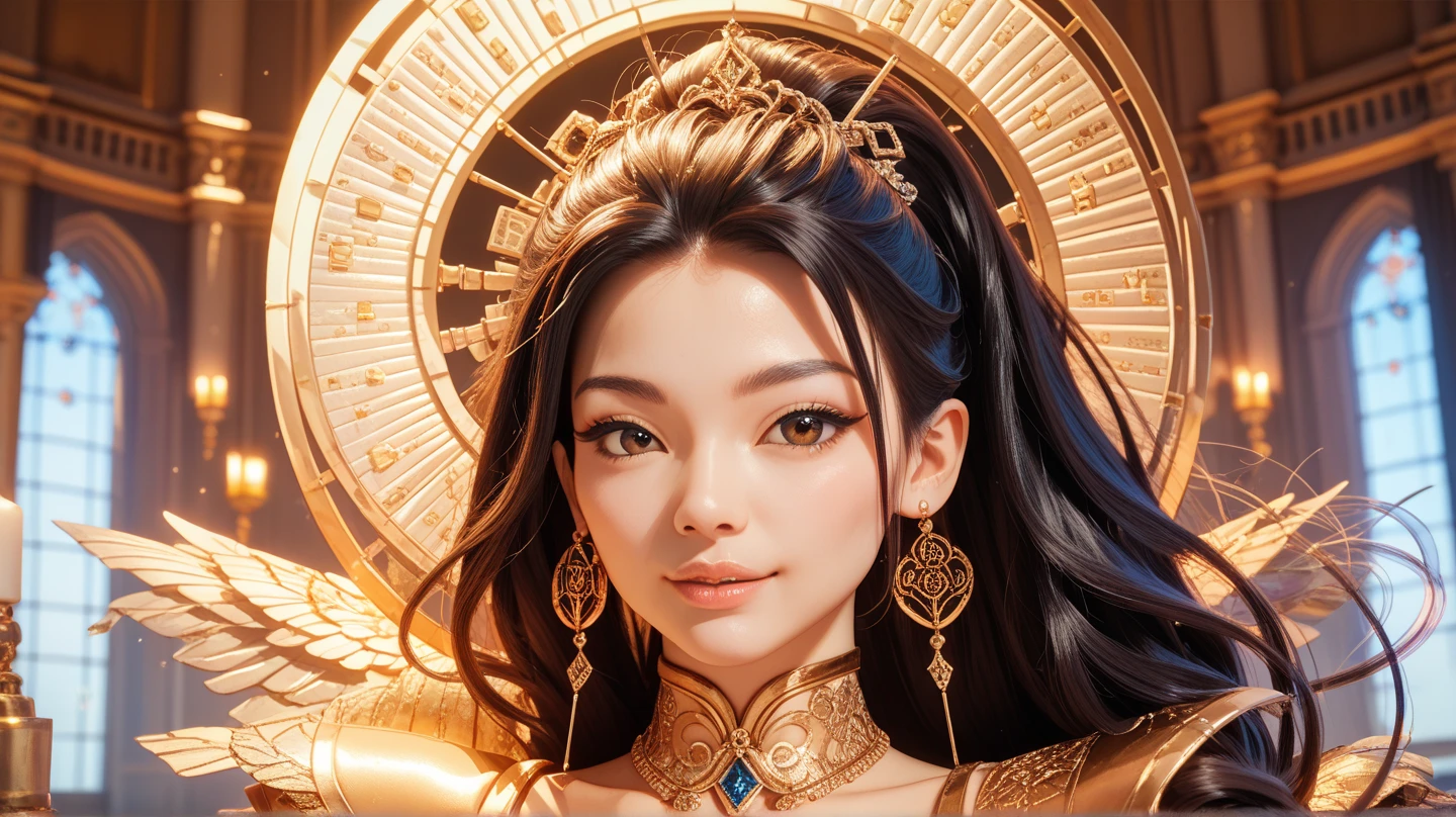(masterpiece, Highest quality, Highest quality, Official Art, beautiful and aesthetic:1.2), (One girl), Very detailed,colorful,Most detailed, Official Art, unity 8k wallpaper, Super detailed, beautiful and aesthetic, beautiful, masterpiece, Highest quality, (zenTangle, Mandala, Tangle, enTangle) 、,Gold foil,Gold leaf art,Sparkly Painting, Perfect NwsjMajic、Has a large crystal、Amaterasu Omikami、fortune teller、Love Advice、Golden Room、 information