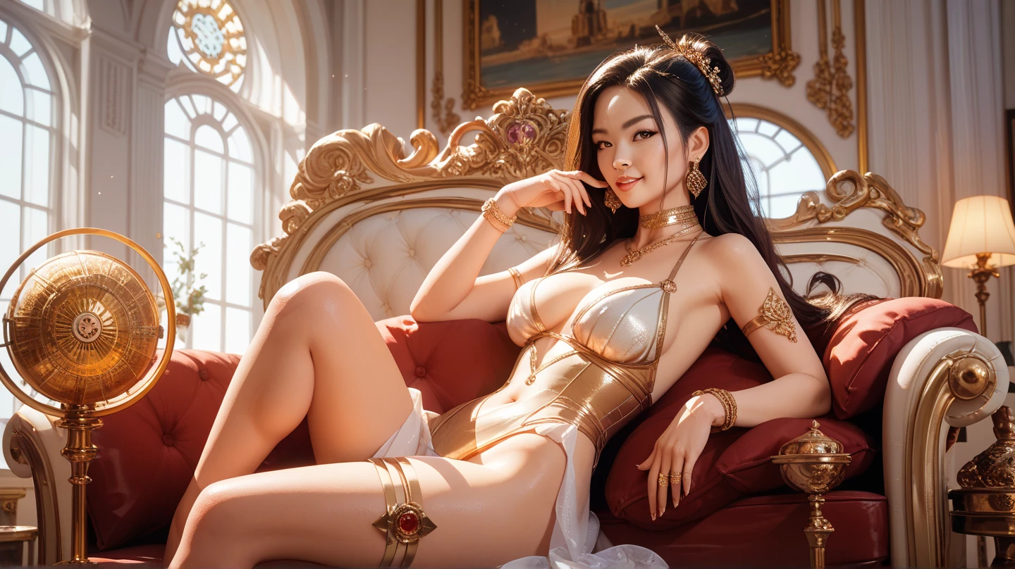 high high quality,tmasterpiece,Exquisite facial features,Exquisite Hair,Elaborate Eyes,Delicate colored hair,Splendid light and shadow,Tyndall effect,Halo,brunette color hair,State of youth,chain,Big eyes Ancient Chinese beauty,(The woman crouched on the ground),(Women with chains wrapped around their necks are pulled by men),(The woman raised her hands high) Spit out a tiny tongue,Hanfu,China-style,swordsmen,Raised sexy,Pornography,moisty,Bare legs,Bare breasts, (Lift the skirt to expose the thighs) bare shoulders,Bare buttocks,spread their legs,Chains,handcuff,Leg cuffs,Slaves