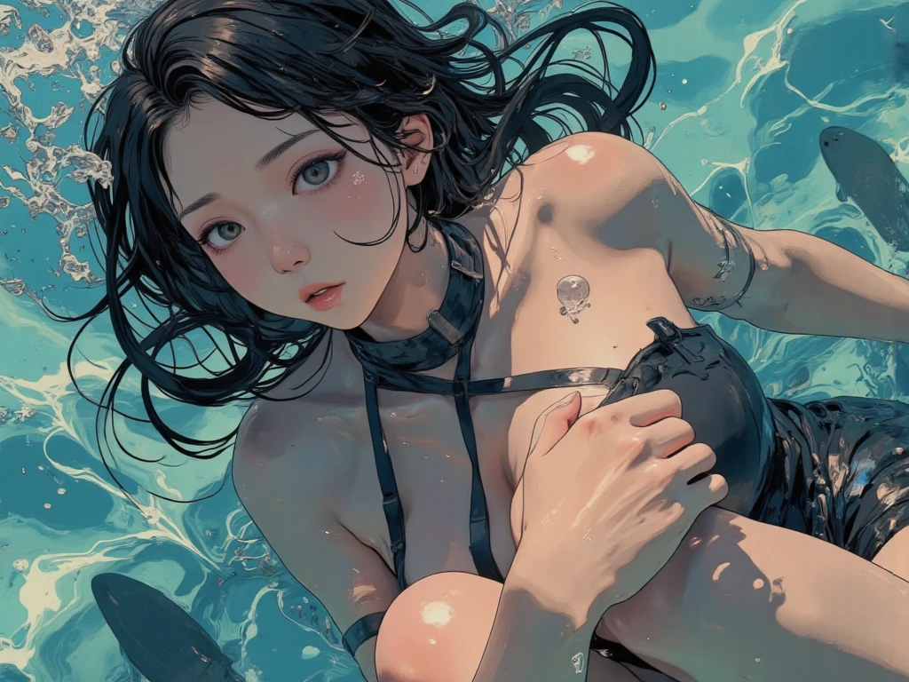twink male body, male short hair, anime, (Photorealism), masterpiece, best quality, portrait, (Japanese KPOP idol:1.2), (realistic beautiful Asian), close up and soft up to everything, (plump body), spot light, super pale skin, dark make up, sharp focus, detailed anatomy, ultra-wonderful face detail, (his deep drippy blue colored melting slime body under the coat), 39 yo, a hot wet erotic blue colored slime super idol, with a ultra-cute face of a Japanese-Korean emo young idol, (ultra-detailed eyes), (ultra-detailed skin), (super melting honey hair), laying in a bath pool full of blue slime, (drippy melting body), hyper huge breasts, super wide wet juicy sexy red lips, soft light, perfect yaoi face, photorealistic, correct fingers, the light is very bright, hypermaximalist style: realistic, photorealism, photography --auto --s2