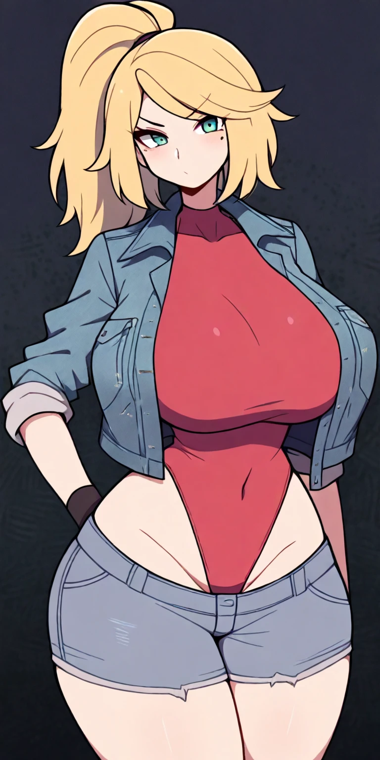 b_s, 1 girl, blonde hair, croptop underboobs, huge breasts, score_6, score_8_up,