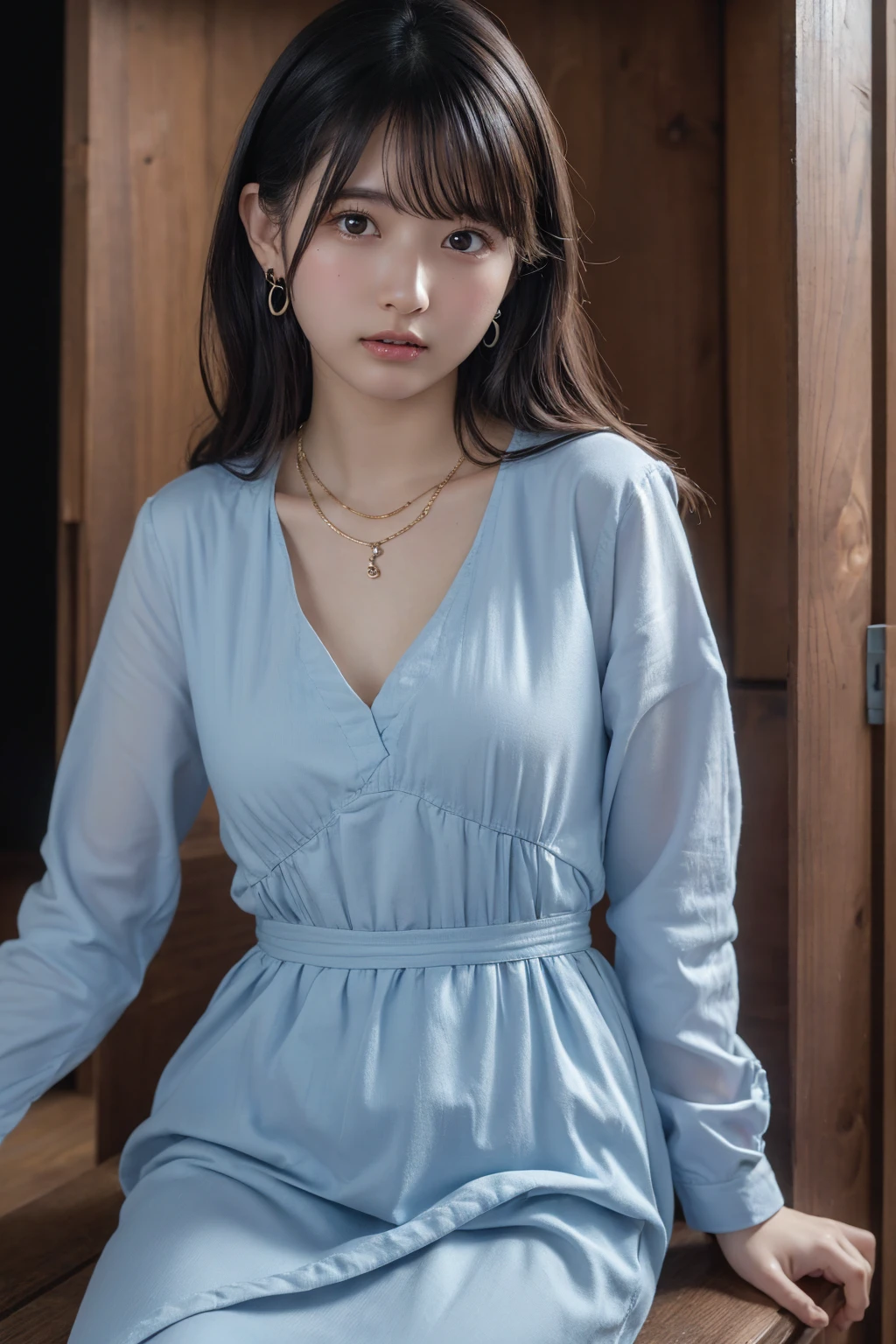 (space_buns_hairstyle:1.3), a woman poses for a photo, with big breasts showing her thighs, full body shooting, wearing a shoulder-length dress and a pillow
Expert, 8k, high resolution, masterpiece, best quality, head:: 1 girl, ((Hasselblad photography)), delicate skin, clear focus, (cinematic lighting), at night, soft lighting, dynamic angle, [:( details:: 1 girl): 0.2 girl], ((sitting on an outdoor chair))),