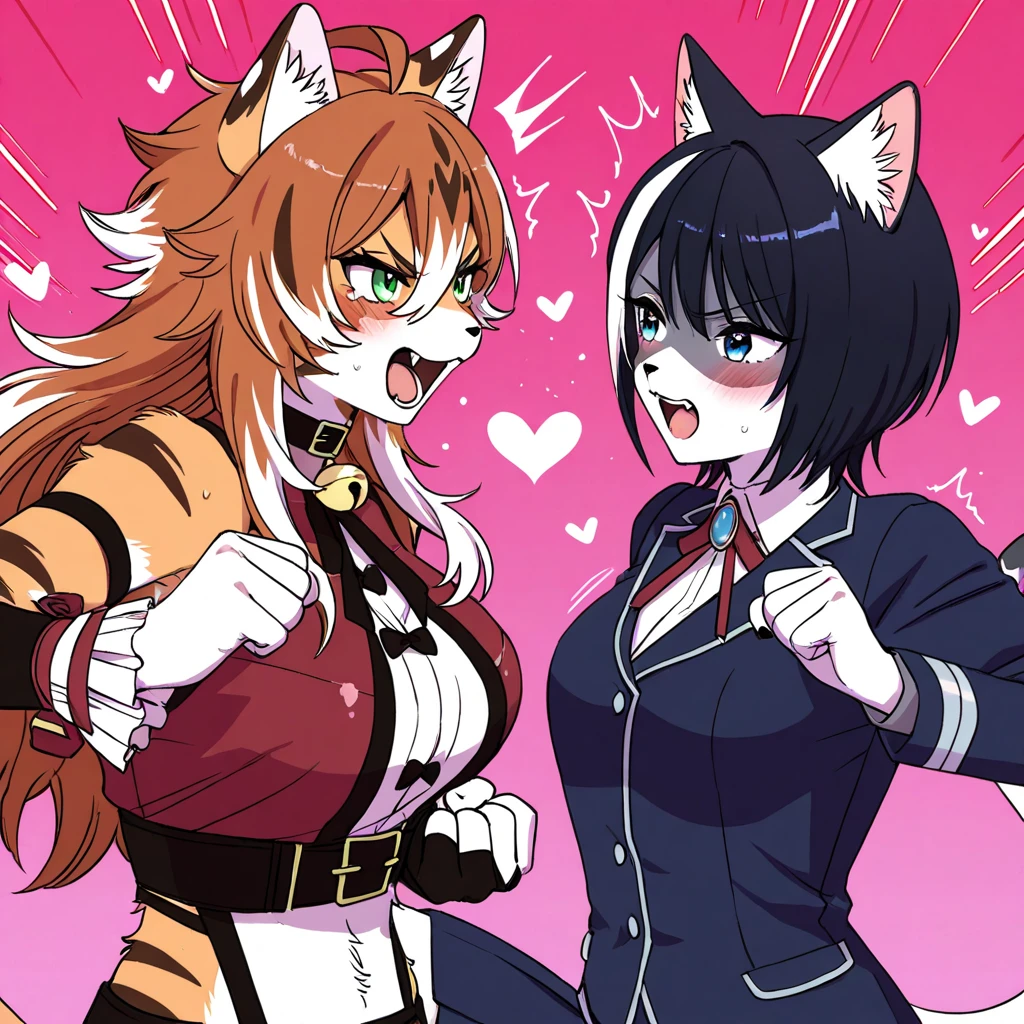 Girl, red hair, dark skin, cat ears, brown eyes, beautiful, mature, dancing rickroll style