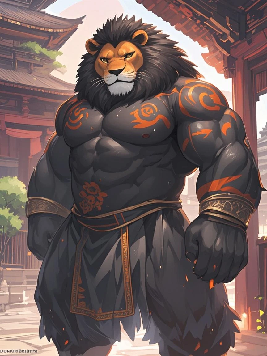 absurdres, ((best quality)), ((masterpiece)), (ultra detailed), perfect face,(sharp eyes),sharp focus, (by null-ghost,by traver009,by lindong,by pino daeni), (male antro black tiger):2.0, ((blue stripes)), ((black body)), (white belly), (delicated tiger fangs, tiger ears, tiger tail), (sharp eye),ultra-detailed eyes, (Beautiful and delicate eyes), ((dark red crimson):0.1 eyes), ((white sclera)), ((fluffy fur, fluffy, furry body)),((long white loincloth), with yellow pattern):0.8, muscular male , (wearing random pattern necklace), smile, (bulge), reflection, sexy body, middle-age, strong, looking at view, (((sfw:1.5))), (( abs, strong muscle, 8 pack)), shirtless, tougue out, claw, pink nipples, handsome,(Great physique),strong arms man, majestic, barbarous, handsome, by the waterfall, sweating:1.8