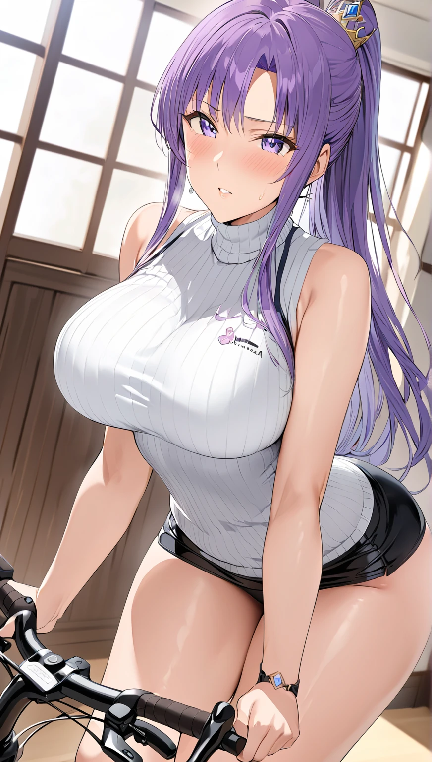 1 Female,High definition,high resolution,Ultra-realistic,8K, hy1, hair ornament, multicolored hair, necktie, skirt, sleeveless, jewelry,European,sexy,Upper body close-up,Photographed from the front,Dynamic Angles,blush, medium tits,large tits ,((nipples)) , smile, facial, sweat, grabbing her tits, multicolored hair ,(from behind),(huge ass),(show ass),(black thong),(show thong)
