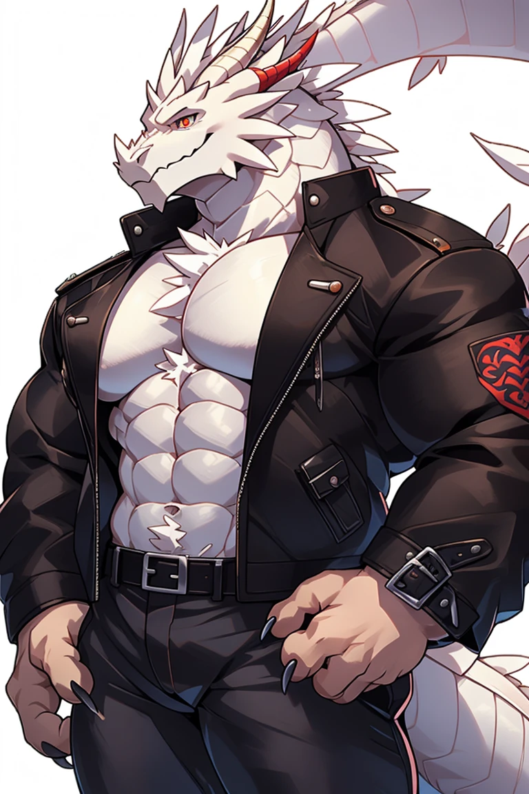 Thin macho white dragon abs Hollow abs thick arms chest rig 、sweaty skin glow profile Wearily short of breath clenching one's back teeth Knees on the floor rubber suit