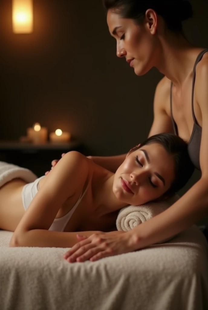 a beautiful female massage therapist in a moroccan style massage room, 1girl, massage therapist spa, massage back, towel, wet, oil, ultra realistic, moroccan interior, moroccan architecture, moroccan decor, detailed face, beautiful eyes, detailed skin, detailed hands, detailed muscles, detailed anatomy, detailed fabric, detailed lighting, 8k, high quality, photorealistic