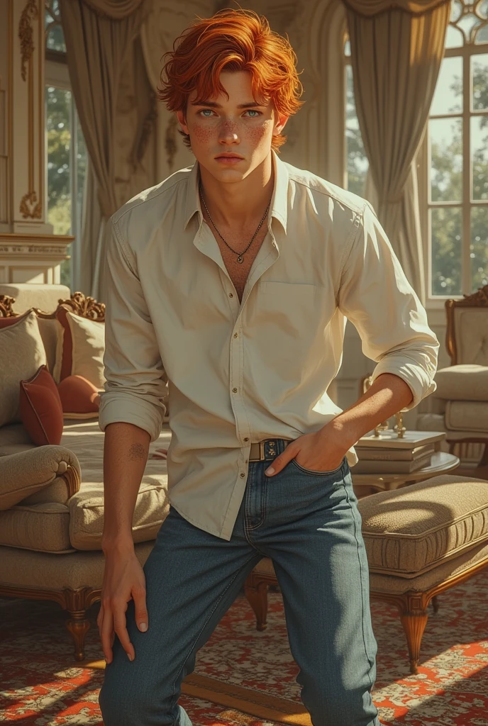 1male people,Solo,Best Quality, masutepiece, Raw photo, Photo (objects), Extremely detailed, raw,Realistic,Looking at Viewer,jeans,White T-shirt,Brown hair,