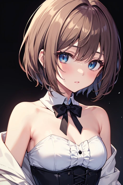 ((Masterpiece)), ((best quality)), (cowboy shot), (Anime:1.4), (super detail:1.2), (High Definition:1.3), (Professional Photography:1.3), ((12 years old)), (from above), 1girl, solo, cute teenage girl, slim body, look at viewer, (playboy_bunny:1.3), clear face, barearms, messy hair, medium hair, blonde hair, (loose swept bangs), blush, naughty smile, open mouth, (place hand to hip), BREAK, ((best quality)), (Anime:1.2), (mist effect:1.3), (in the white fractal structure background)