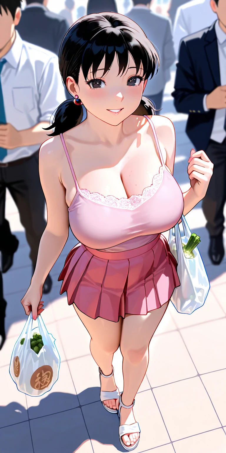 (8K, Best quality, tmasterpiece:1.2),\(Eyes detailed\),\(facial feature\),(\(Clothes detail details\)\),Full body lesbian,(surface focus) ,Very detailed CG unified 8k wallpaper,hugefilesize,ultra - detailed,A high resolution,Huang Li,beautidful eyes,Ray traching,dramatic shadow,Detailed pubic hair,dramatic angles,hyper-detailing,(1 girl:1.3),(Alone),A mature woman,Charm remains,(Brown hair:1.1),Green-eyed,Shoulder length wavy hair,Large breasts,Huge cleavage,Large breasts droop,Plump body,(Pink tight tank top:1.2)+(pink mini-skirt:1.2),There is meat in the belly.(Inside the train carriage),sobu