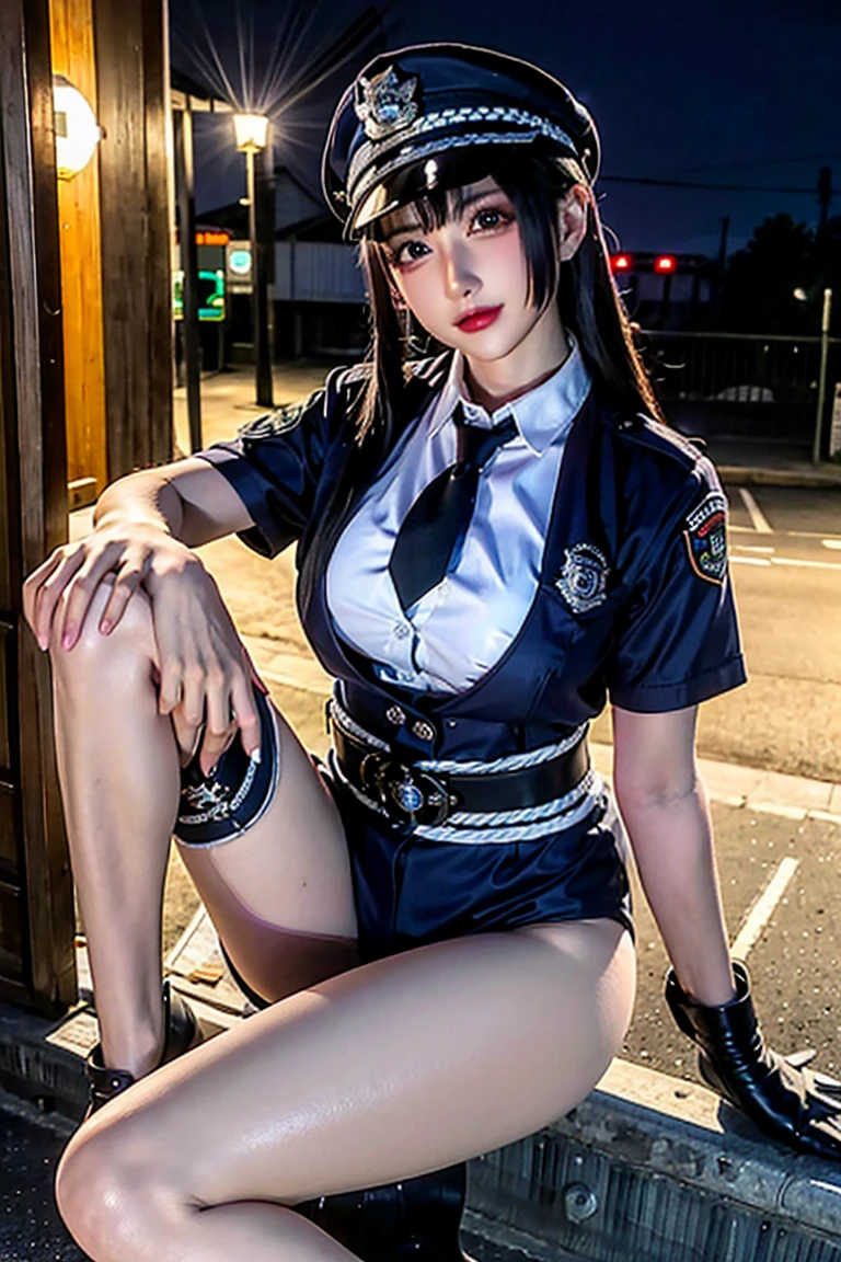 There's a woman in uniform posing for a photo, Tifa, Tifa Lockheart glamourosa, Tifa Lockhart, Estilo de pista Azur, Nico Robin, photorealistic anime girl rendering, renderizado em sfm, Glamorosa Jill Valentine, Tifa lockheart, menina anime sedutora, render de uma menina anime 3d bonito, traje: soprar