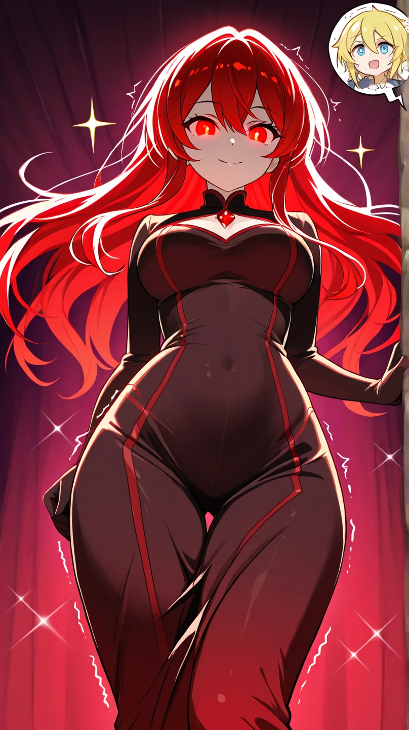 high quality,ultra quality 8k, Ultra 4K,Masterpiece, Orange hair, a tall woman, wide , One eye is hidden by hair, dark purple eyeshadow , Red lipstick, Detailed photos, beauty, attractive body, perfect anatomy of the human body, Jessica rabbit, correct anatomy Bodysuits, Bright red long dress, Dresses with slits up to the waist, Sparkly red sequin dress, Perfect facial balance, long eyelashes, sexy eyebrows, side glance, wide shoulders, Proudly stand up straight, big breasts hands on waist, Soft and sexy look, pantyhose crotch, background is a black and white movie set.