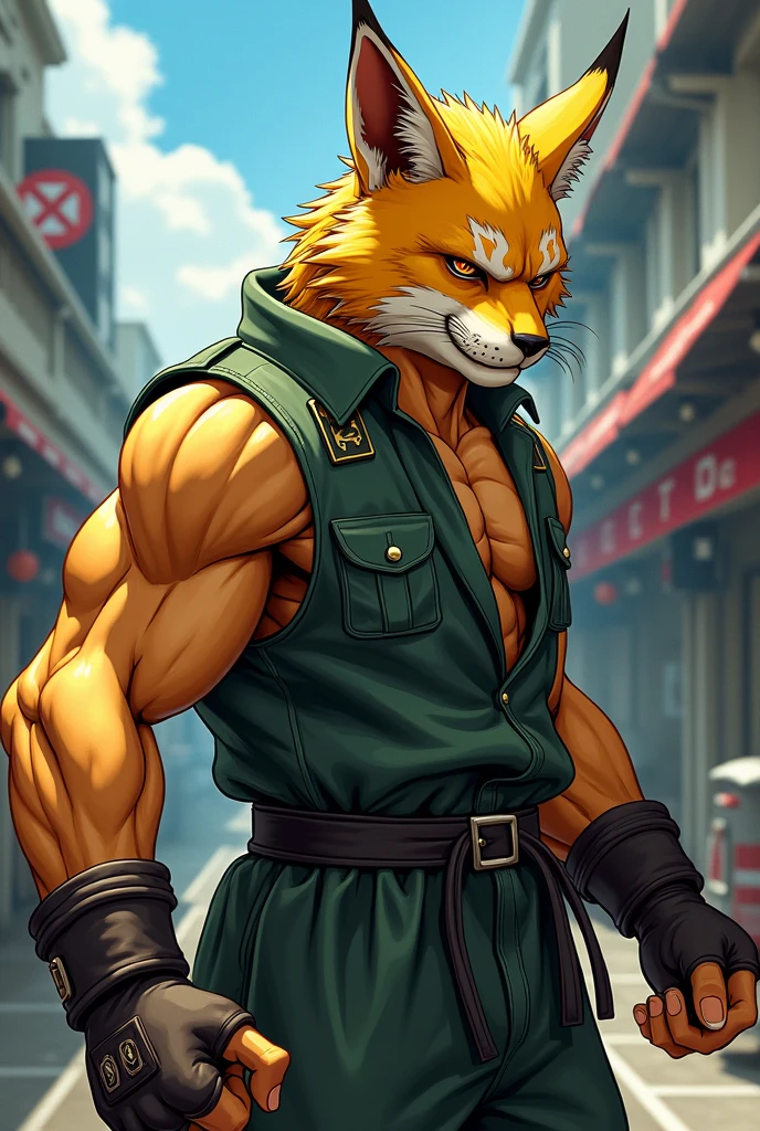 sajin, solo, mature male, skinny, angry,fighting,ripping shirt with one hand,(soft shading), 4k, hi res, ((detailed face, (detailed eyes:1.0), detailed)), (full body), looking at viewer, 1boy, upper body, male focus, shirtless,torn clothes, abs, bare pectorals, fighting stance,