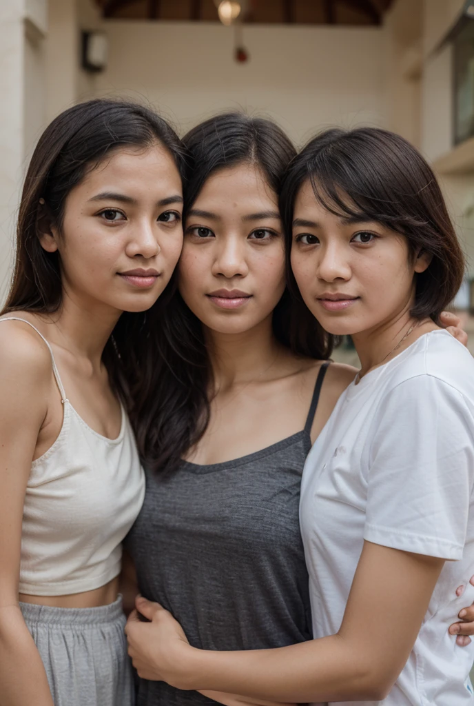 Two Very beautiful naked Indonesian girls with sixpack stomach and very hairy armpits Get her body kissed by an horny man