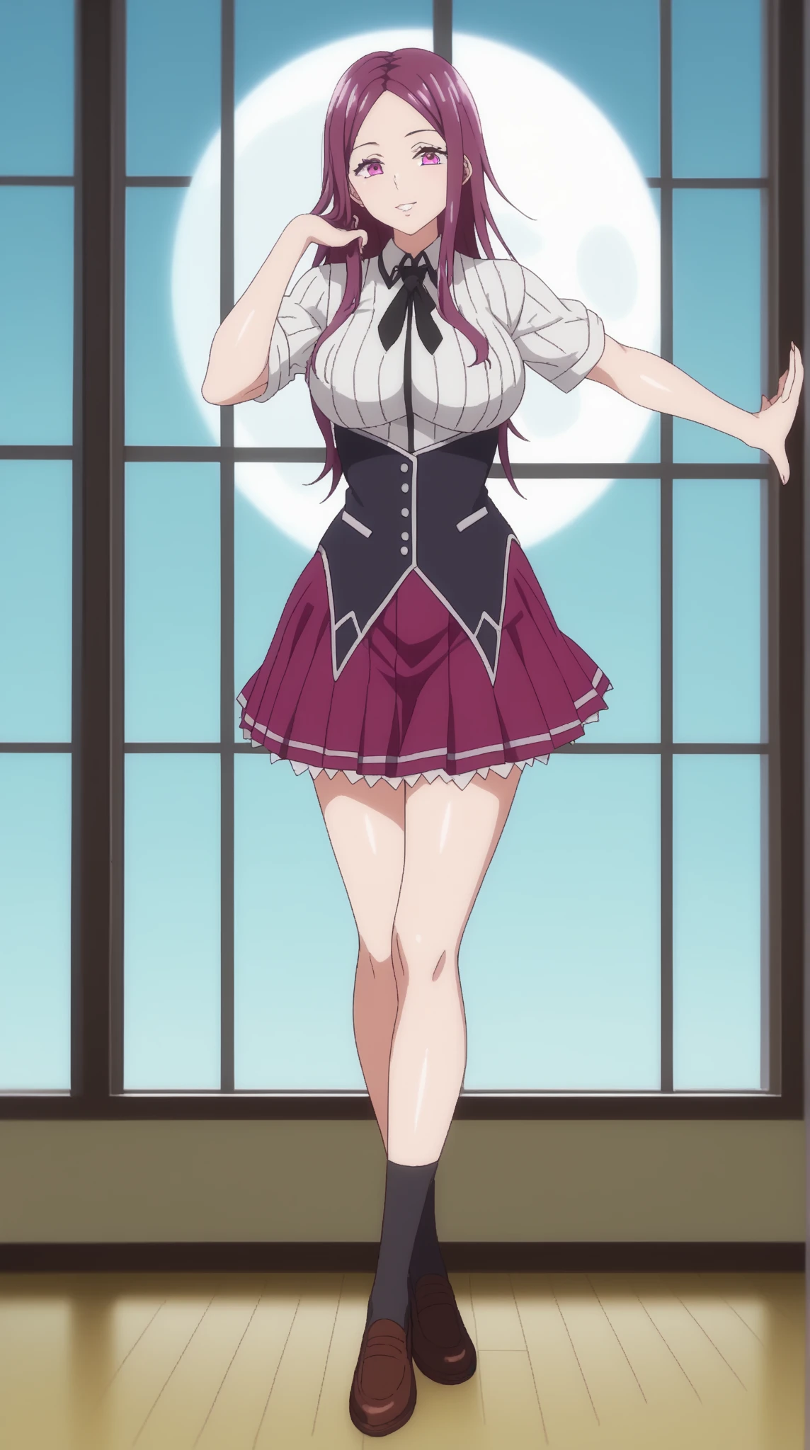 Naughty anime style, Naughty style, Azur Lane Style, Visual novel key visual, Anime girl in underwear poses for photo on pink background, Three girls in uniform standing in a library, Naughty anime style, Hololive, Naughty, In clothes! Very detailed, Visual Novel CG, JK Uniform, high school girl, Under the skirt, panties, Animated maid riding an early tank