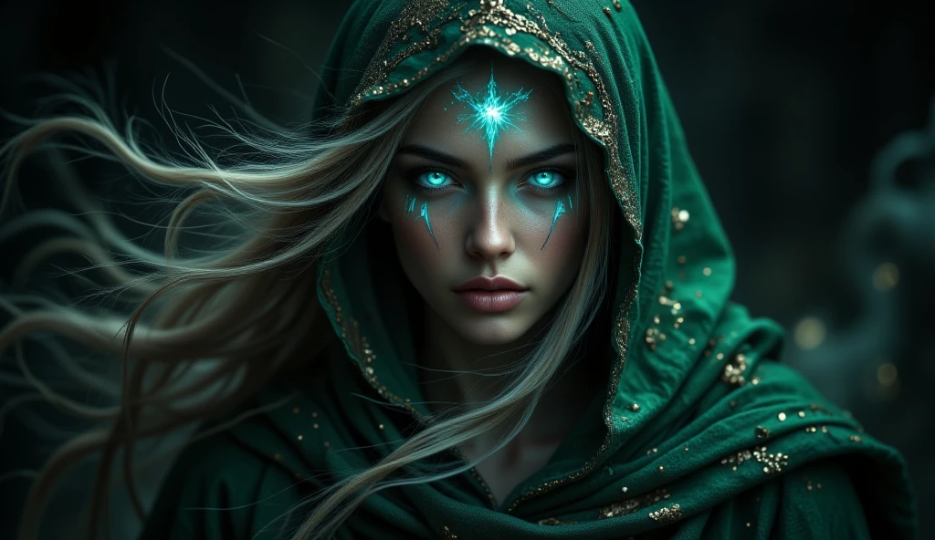 Arafed woman in a red robe with a hood over her head, neckline, sexy, detailed beauty portrait, fantasy art portrait, fantasy character portrait, fantasy genre portrait, cinematic realistic portrait, fantasy portrait, fantasy concept art portrait, cute fantasy portrait, portrait shot, close-up portrait,  4k realistic digital art, realistic 4k digital art, epic fantasy art portrait, freckles on your nose and under your eyes, dark green eyes