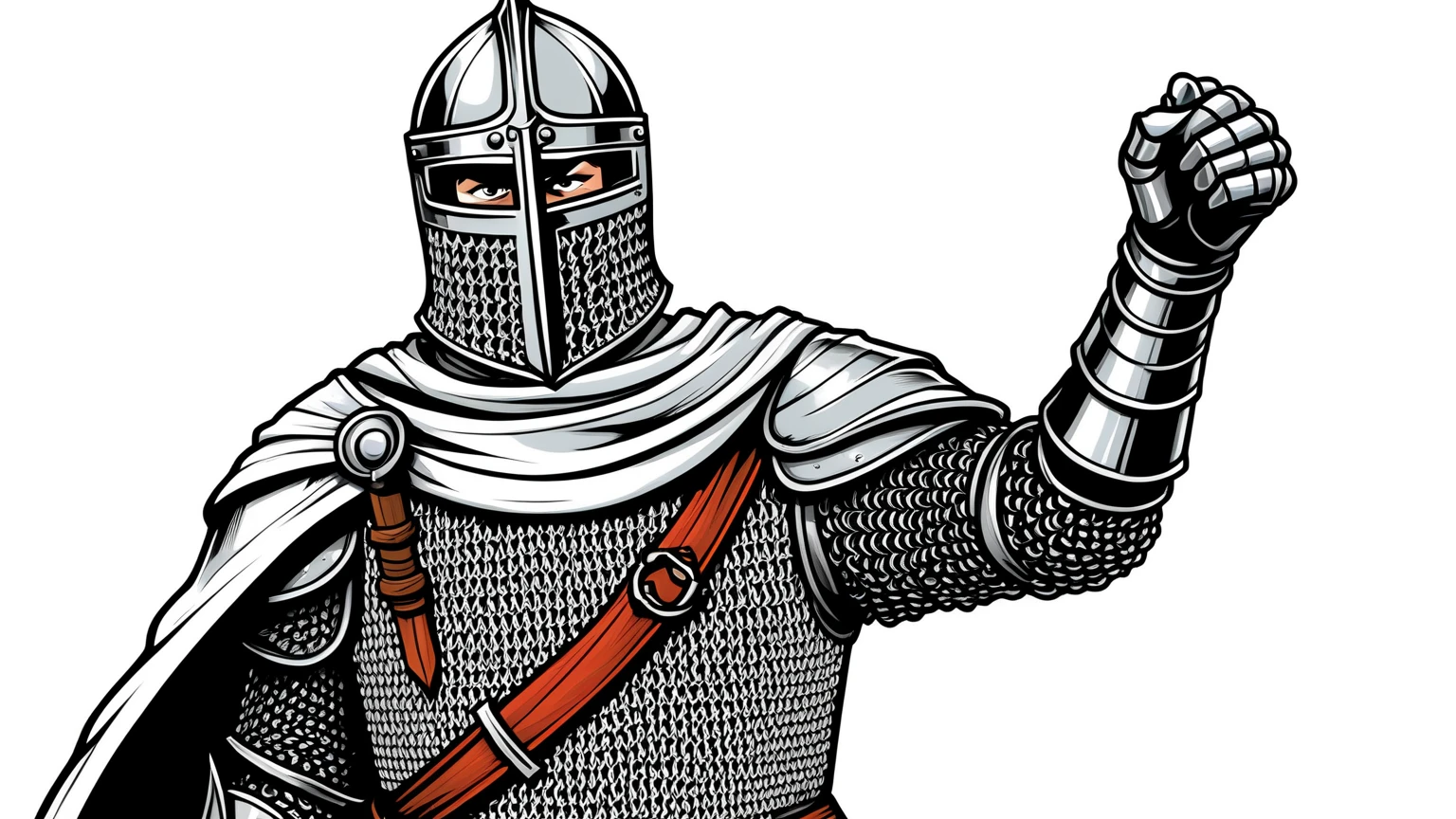 NauSKaaValOfWi, monochrome, greyscale, weapon, armor, helmet, sword, cape, holding_weapon, holding, 1boy, full_armor, male_focus, holding_sword, solo, gauntlets, shield, knight, full body