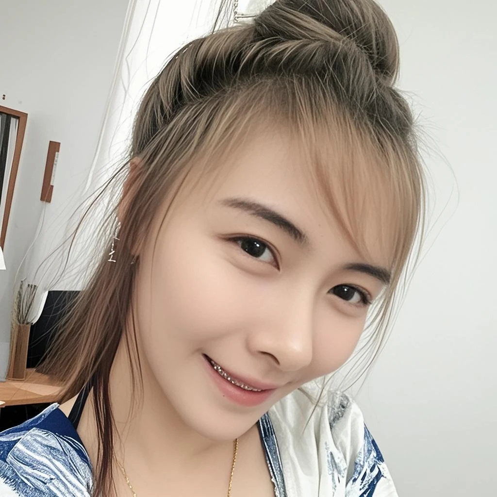 there is a woman that is sitting down with a cell phone, Yoshitomo Nara, young cute wan asian face 20 years old