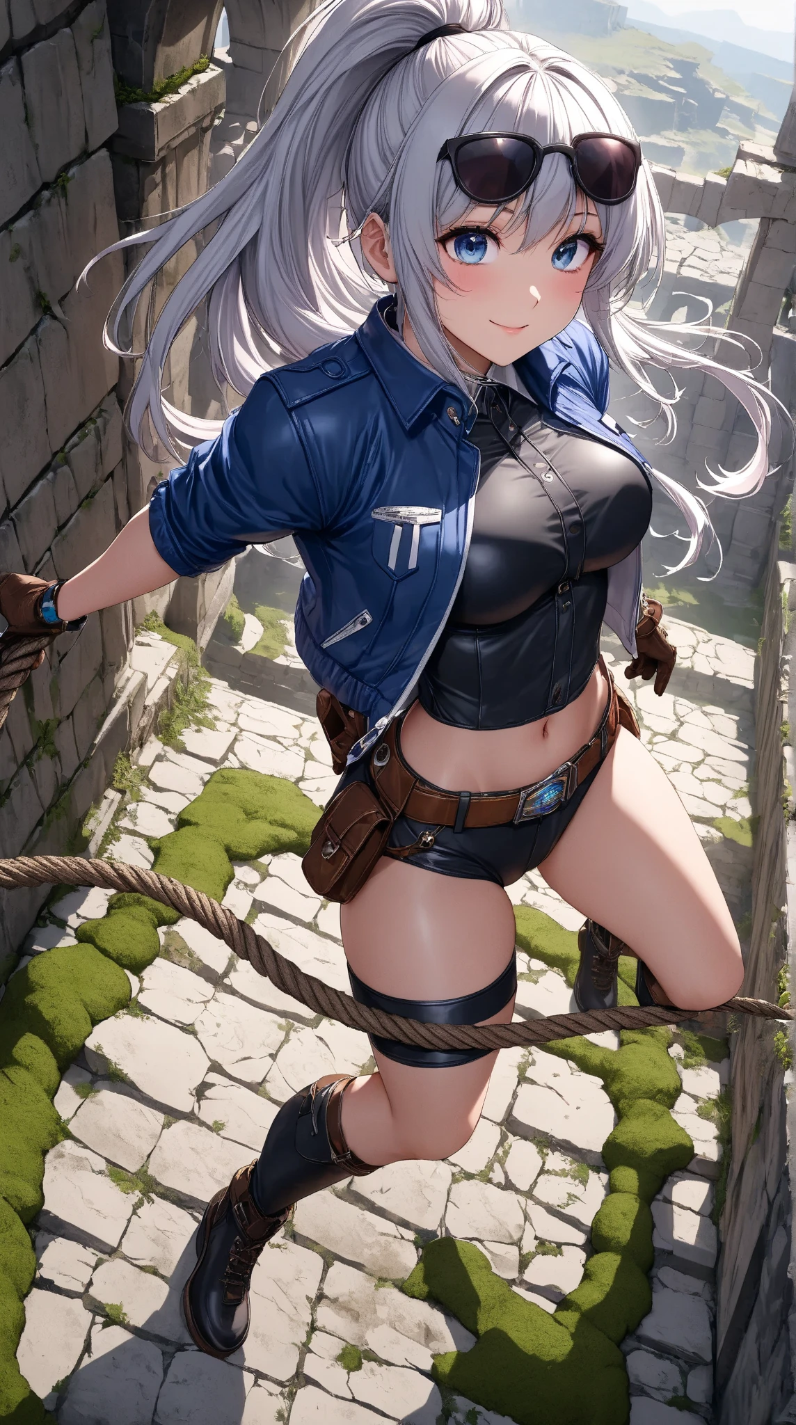 (masterpiece, best quality), intricate details, 1girl, 1girl in, age19, Solo, Long hair, Colossal, Looking at Viewer, whitish silver hair (standing full body toe to head by wooden pole:1.2) iron collar, arms behind back, iron cuffs, shackles, bound, bondage outfit, harness, o-ring, bondage outfit blindfolded, happy red cheeks, chain leash collar choker neck bell shackles wristbands bracers bracelets, cleave gag, sad face, red cheeks, crying tears, painful (she was sold and betrayed by her own family)
