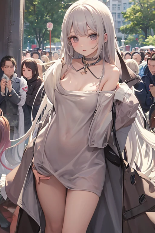 masterpiece, best quality, oyamamahiro, solo, , (petite), long hair,
aroused, walking, nude, flat chest, bottomless, pussy, park, (crowd),