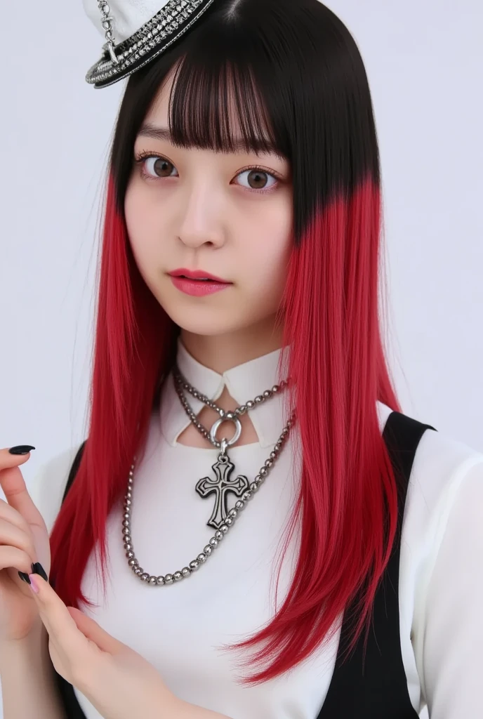 Please the image of a rosary with five tens in red, black and yellow