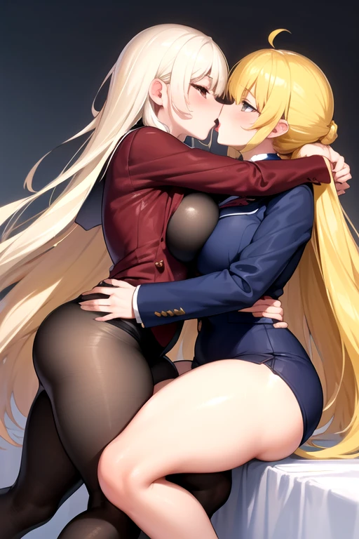 lesbian (very long yellow hair)(pechos big ones, Thighs big ones)(with clothes it is very tight) that he is kissing at school with his girlfriend,(pechos big ones, Thighs,(naked) big ones)lesbian love