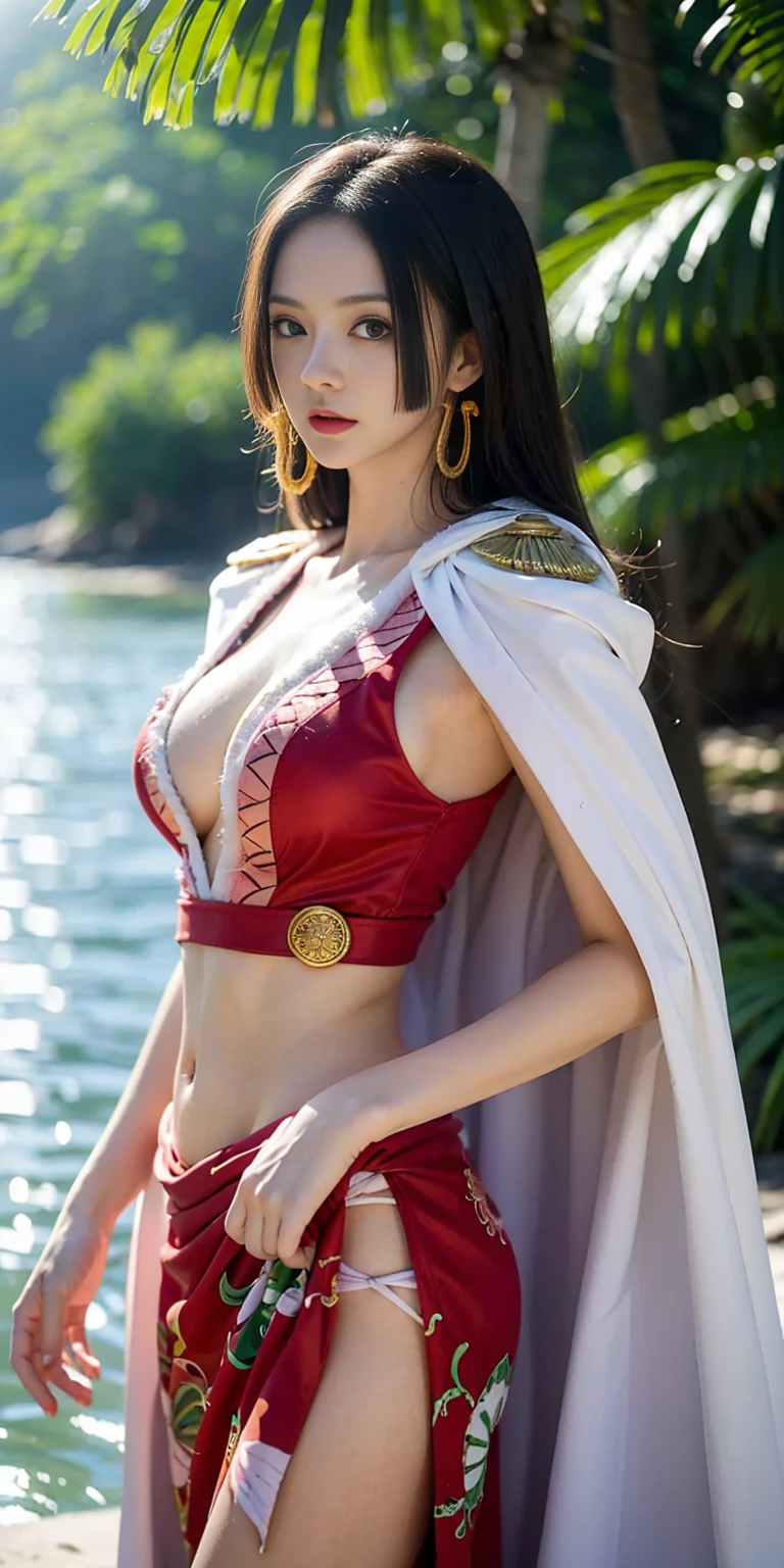 Moisturized skin, (Pink and bright eyes), (Looking down on people), Perfect body,
BREAK,
(Beautiful navel), (Side slit), (Epaulets), Cape, Crop top, Cloak,
BREAK,
(Super long hair), (Large gold and curved earrings: 1.2),
BREAK,
(((Masterpiece + Highest quality + High resolution + Very detailed))), (Full body: 1.2), Symmetrical, One shot,
BREAK,
(In the streets of Japan: 1.3),
BREAK,
(ONE PIECE), (Imada Mio: 1.4), (Boa Hancock: 1.3), ((Large snake)),
