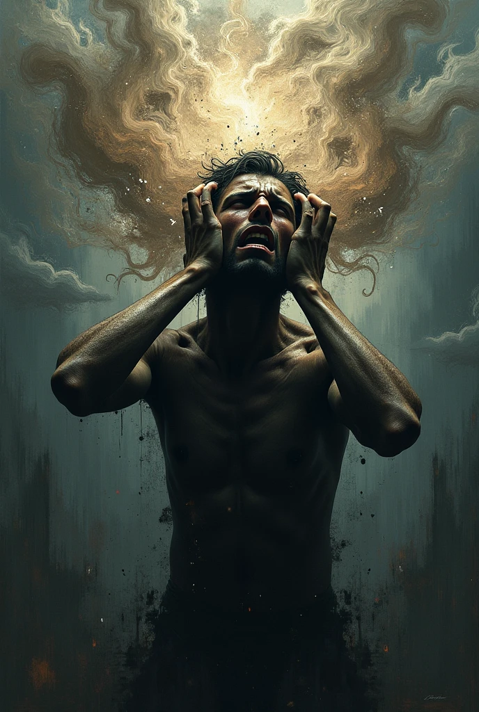 a man vomiting his own soul