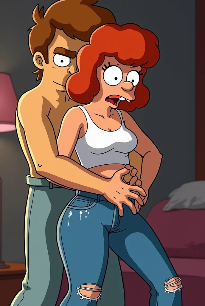 Jessica Rabbit is fucking with a age young boy, she has big tits and a big ass, standing, she is tall, bedroom, orgasm, violent