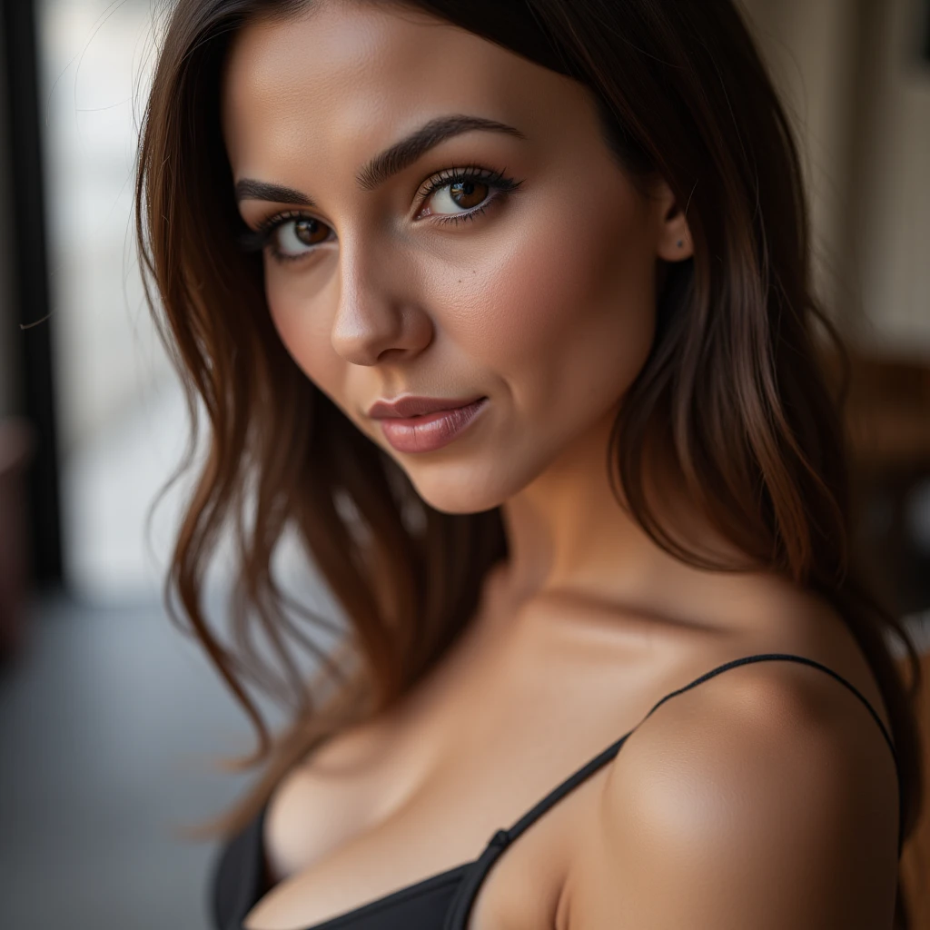 22-year-old woman, ein elegantes Erscheinungsbild. My brown hair falls in long waves over my shoulders and frames my face and emphasizes my green eyes. Meine vollen, red lips are shaped into a smile. My snub nose is covered with freckles, which contrast with my tanned skin. Meine Augenbrauen sind dick und dunkel, gives me a seductive look. Meine Wangenknochen sind hoch und definiert, und meine Wimpern sind lang und geschwungen. zeigt meine Kurven. erotischer genuss, Full body, liegen mit gespreizten Beinen, High Heels, roter Lippenstift, nackt, dunkles Foto, Haare sind offen. pose auf einem holztisch sitzen. hands behind the head. morgens nach dem aufstehen. offener mund wie zu einem o geformt. sexy arsch, lange beine