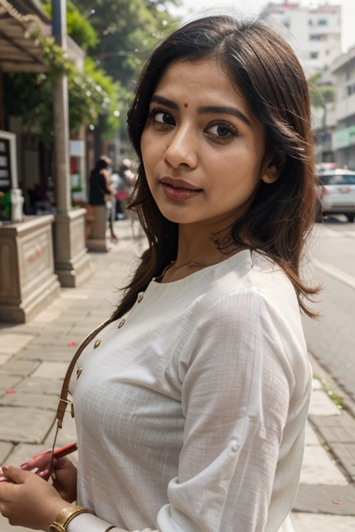 A indian gril black hair at india gate