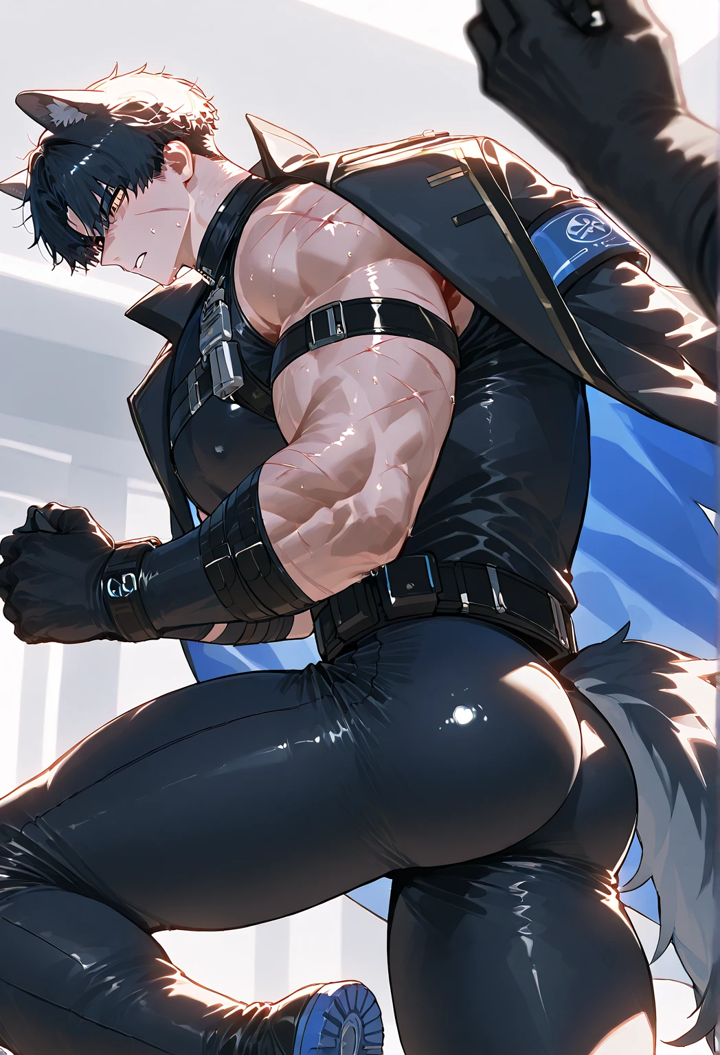 boy wearing black underwear , big penis