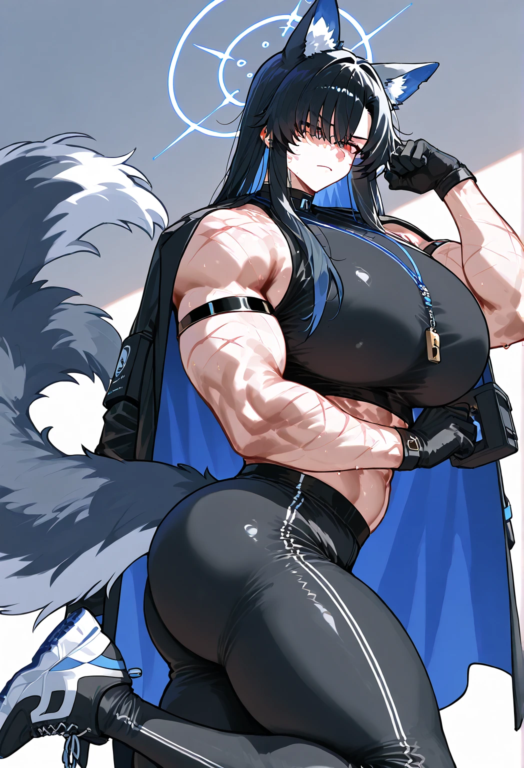 giant hair massive breasts huge muscles big thighs black hair yellow eyes pale skin angry sad girl thick as fuck long straight hair long straight hair