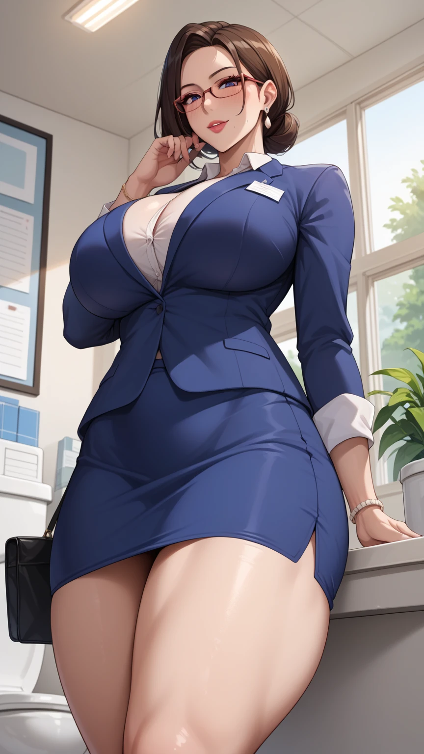 ((Masterpiece, Best Quality)), ((finely detailed, beautiful eye, Masterpiece)),((Big breast, Curvy, Sexy)), ((Office Suit, Stocking, Look at the viewer, eye looking sharp)),((Sakimichan Artstyle)),((Blue hari, Ponytail)), standing in the office, ((Realistic finger, Correct anatomy)), (((SFW)))