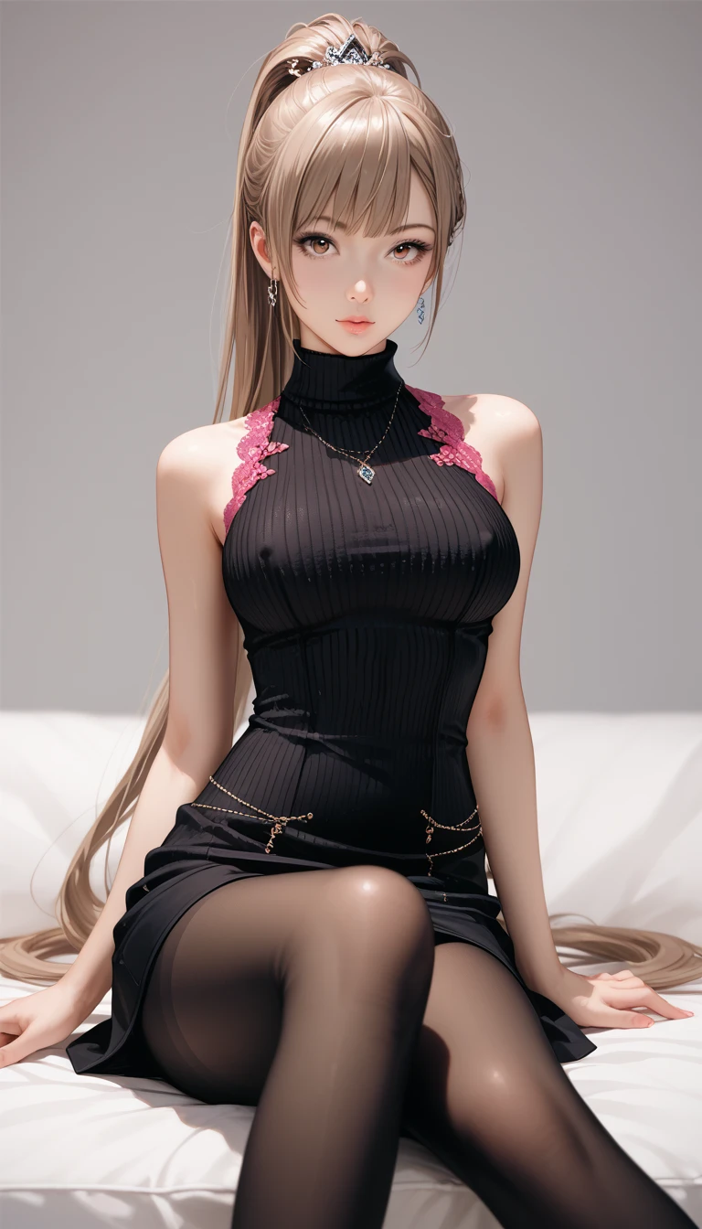 ((Biologically correct limb count))、((Full Body Shot, Full-body photo including face、Head to toe photos))、4K、(masterpiece:1.3)、((Symmetrical facial features))、Eyes of meticulous depiction、beautiful 、Excellent style、((skirt、The neckline is a lace embroidered sheer shirt.、High heels with anklets))、Detailed Description、shopping、Married Woman、sex appeal、Alluring、Handbags、Earrings、necklace、profile、Upper body close-up、Looking up、Blonde、(male:-0.5),(multiple:-0.5)