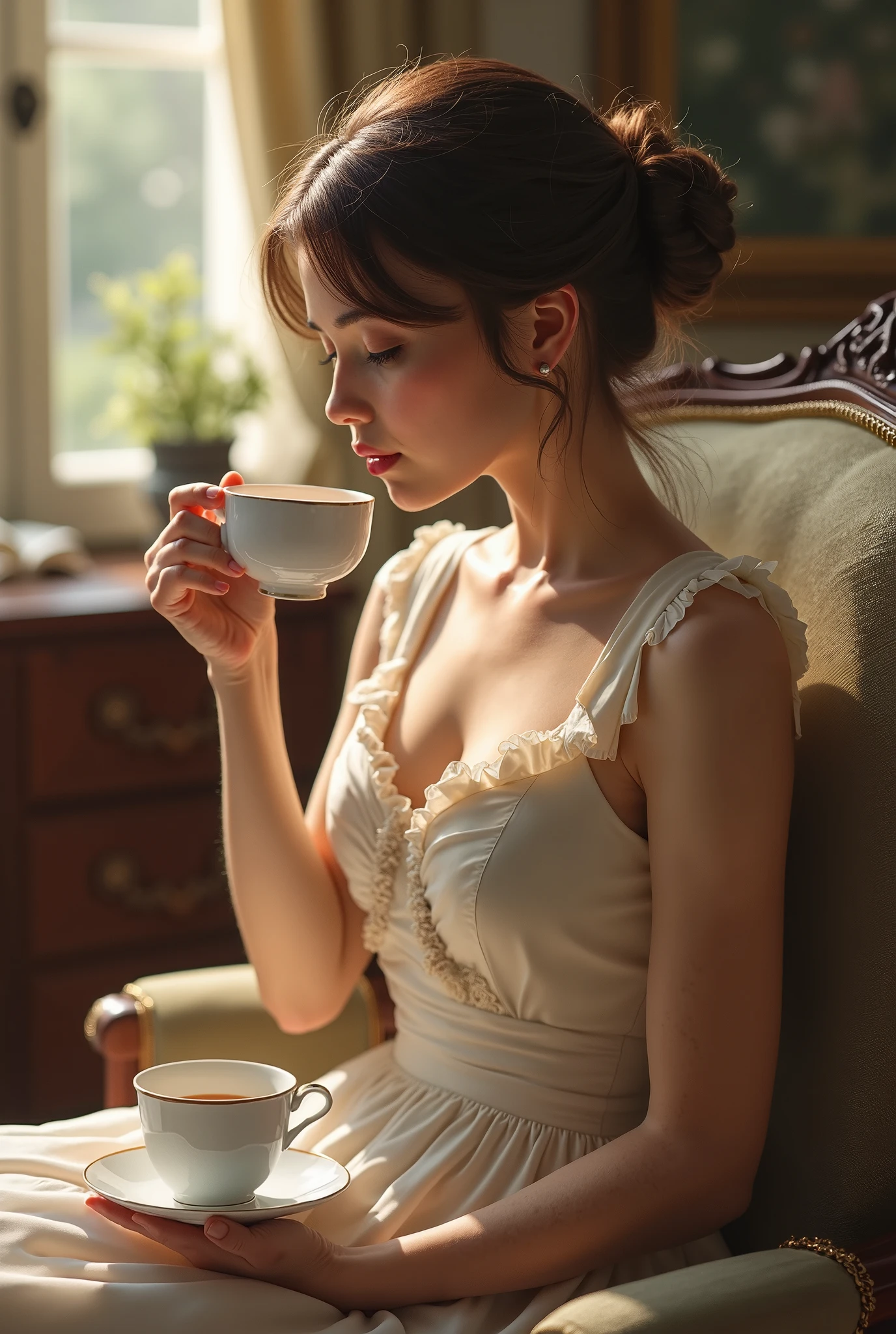 woman drinking tea
