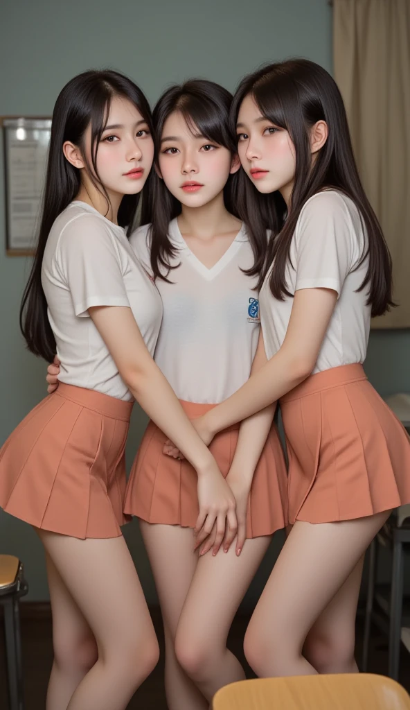 (4girls), (no panties:1.4),NSFW,
open vagina, pussy line, (open vagina, vivid pussy, high quality vagina:1.1)、pussy juice
(sweat:1.5)
High school uniform,
(embarrassed:1.4), (defiant look:1.4), (serious:1.2), neat,(frown:1.1),(blush:1.3), (despair:1.1), (tears:1.3), looking at viewer,
