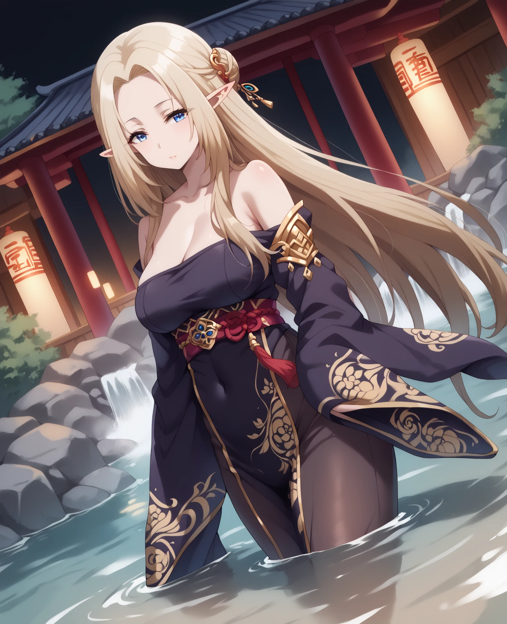 beatrixamerhauser, beatrix amerhauser, long hair, blue eyes, blonde hair, gloves, ponytail, (medium breast:1.2),
BREAK japanese clothes, kimono, yukata,cleavege,neckline,
BREAK looking at viewer,
BREAK outdoors, onsen,night,steam,wet,
BREAK (masterpiece:1.2), best quality, high resolution, unity 8k wallpaper, (illustration:0.8), (beautiful detailed eyes:1.6), extremely detailed face, perfect lighting, extremely detailed CG, (perfect hands, perfect anatomy),