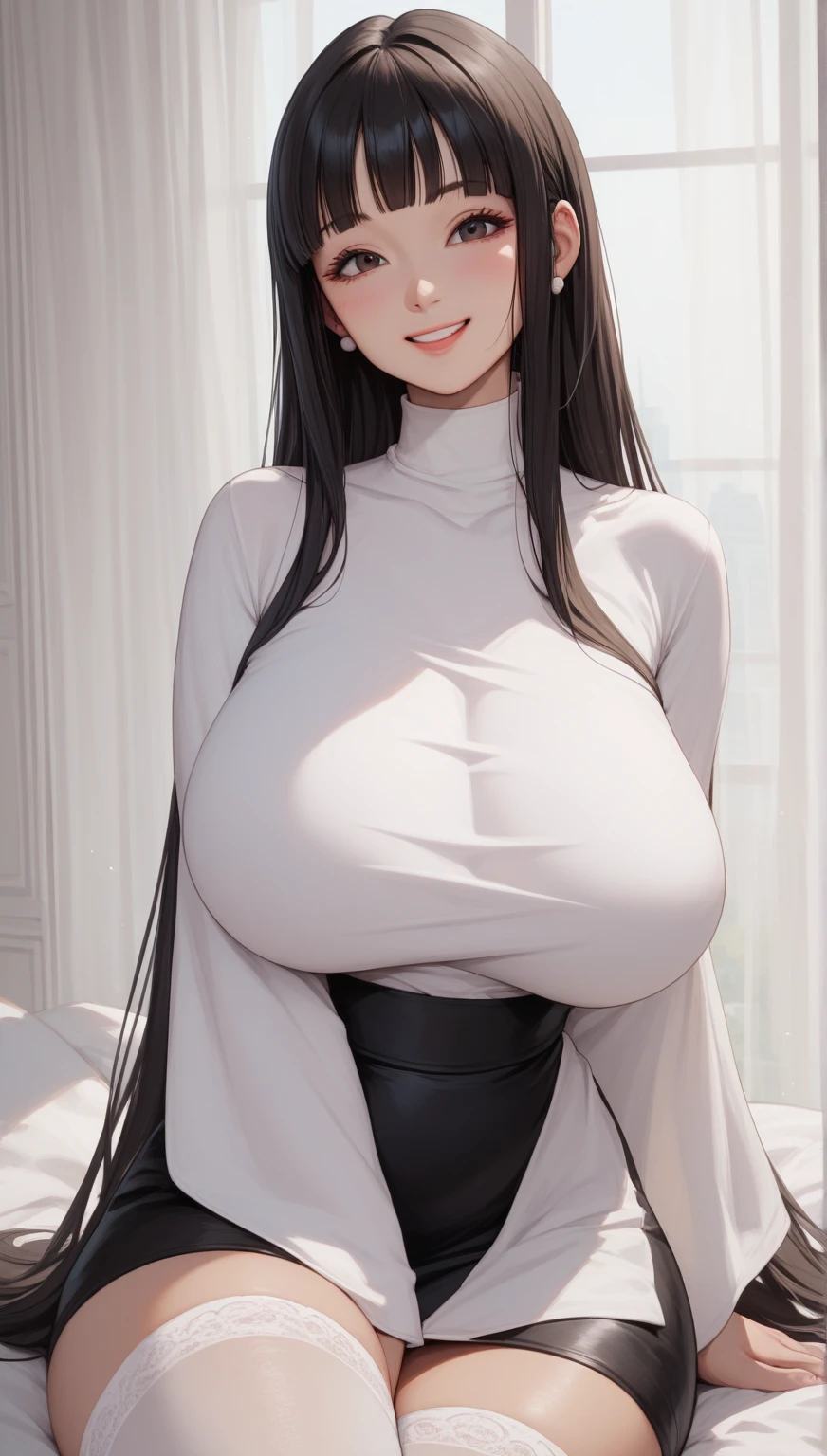, big tits, wide sexy thighs, miniskirt, panties, wet panties, tight clothes, , long hair
