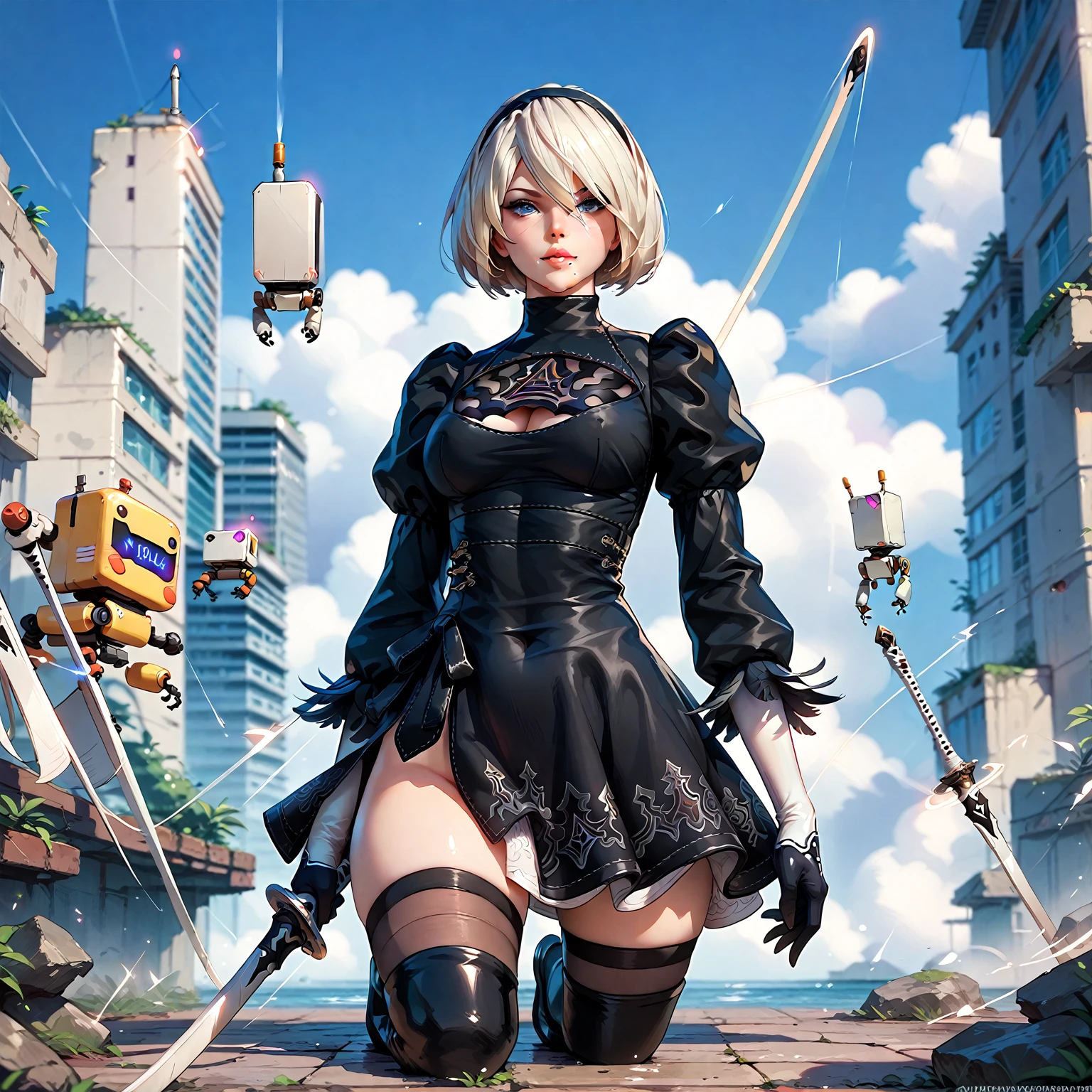 2b nier automata, Yorha Modelo 2, cana, Falda muy, muy corta, ultra realista, kinematics, ultra detallado, braless, sin sosten, portaligas y medias, Chica de anime con espada y espada en la ciudad por la noche, Anime Arte cyberpunk, Arte digital cyberpunk anime, arte de anime cyberpunk, Cyberpunk futurista neo, Anime cyberpunk moderno, Digital Cyberpunk - Arte Anime, estilo de arte cyberpunk, Chica de anime cyberpunk, Anime Cyberpunk, cyberpunk themed art, Chica femenina de anime cyberpunk, cyberpunk 2 0 y. o Chica modelo, Arte digital cyberpunk, Cyberpunk anime chica mecha