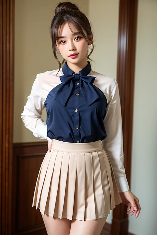 woman has her hands tied、Hands behind back、Hands crossed at the waist、His wrists were tied with rope.、Beauty、20age、Wearing a short-sleeved blouse、Wearing a skirt、Wearing pumps、Inside the hotel room、Sitting on the floor、Sit with your knees bent、((Her white panties are visible between her skirt and her legs.))、Uniform eyes、Well-proportioned、Medium build、Small Bust、Small face、Viewer view from the front、Show your whole body、Like a real photo、Highest quality、