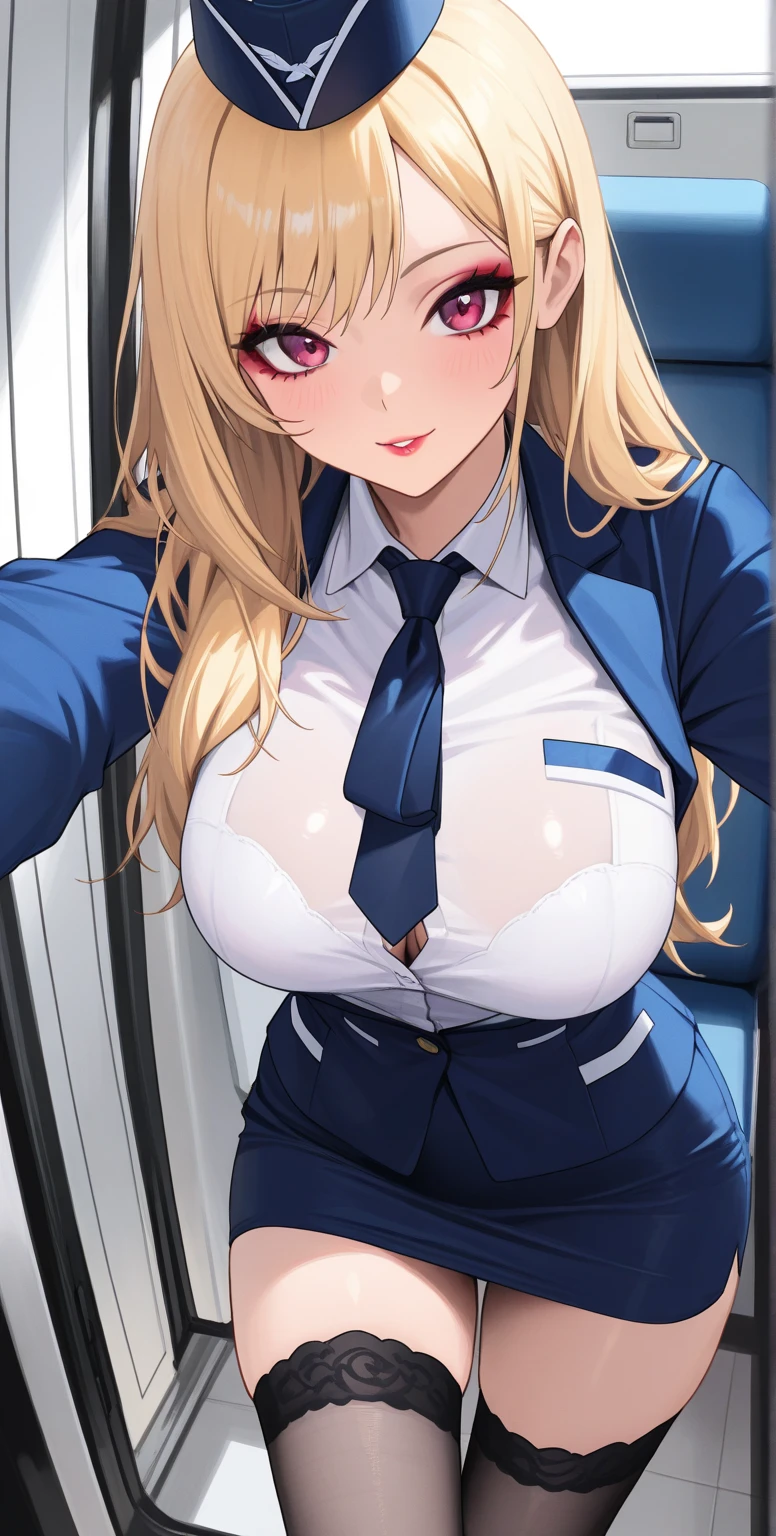 (((Uniform torn and nipples exposed)))、((bra very))、((((feel shy))))、a blond、beautiful Girl、Large beautiful breasts、cleavage of the breast、A slender、オマンコ、((痴女))、(((((sexually seducing)))))、((Inside the bustling city))、((smil))