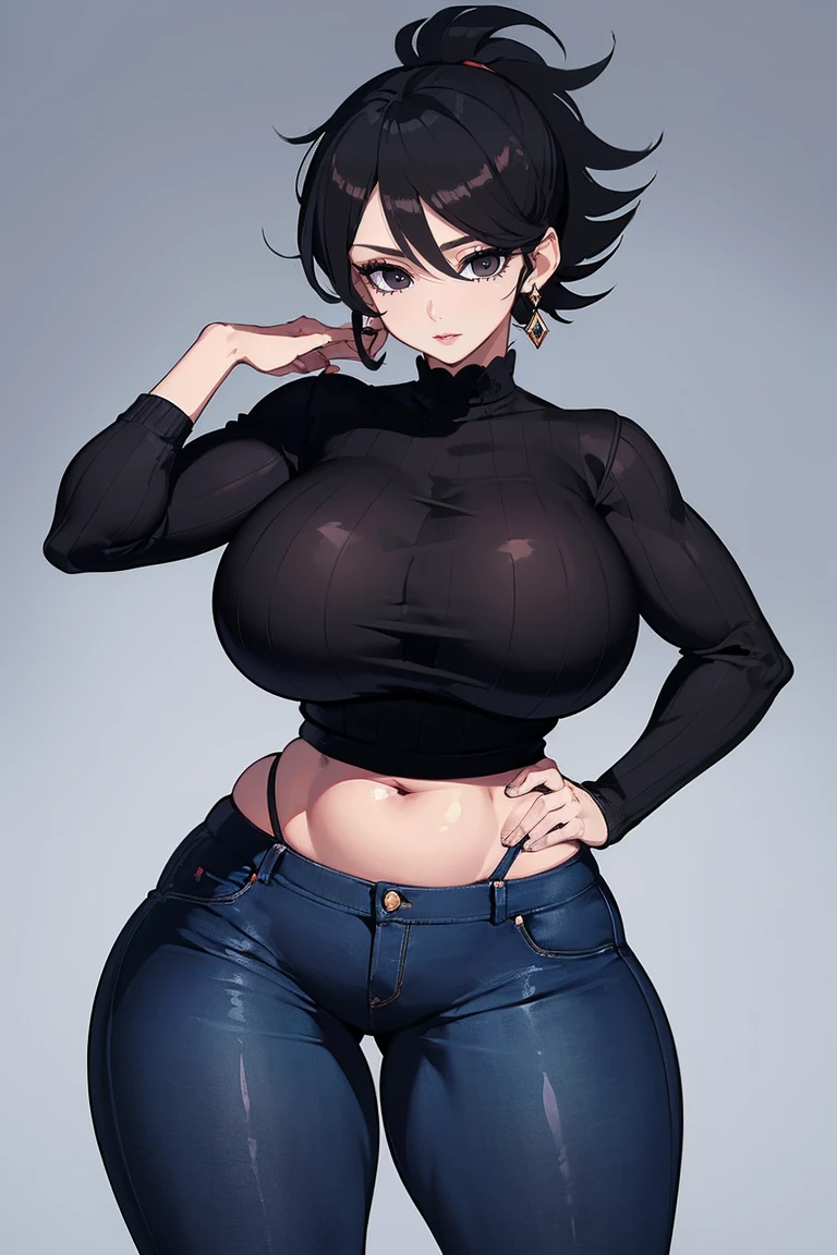 masterpiece, best quality, shadows, perfect hands, perfect legs, perfect anatomy, pretty face, mature features, posing, portrait, 1 girl, 2, green siren eyes, black straight hair, tight gray jeans, wet crop top, seductive eyes, blushing, flirty, pretty smile, huge ass, breast, thighs, seductive, spicy, hot, flirty, nsfw,