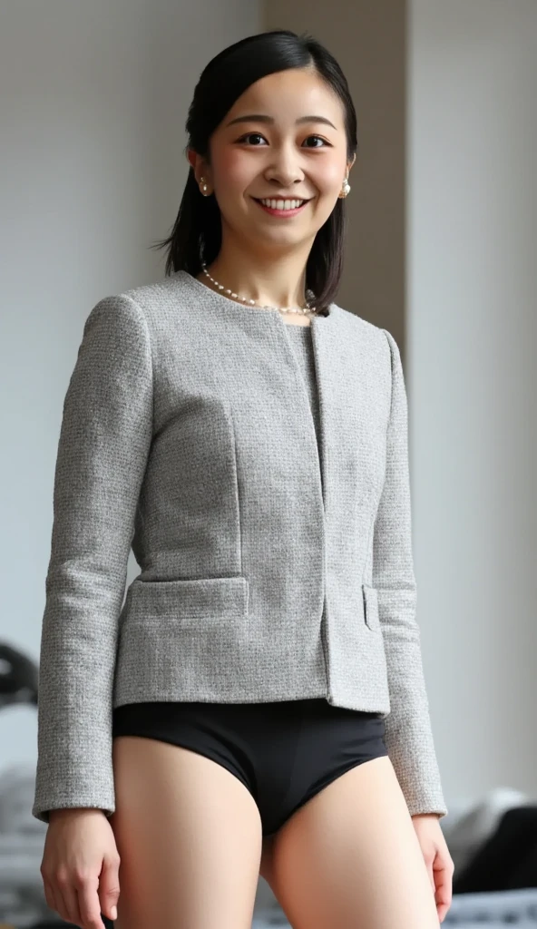 (((Japanese 38 year old mature woman))),top-quality, masterpiece, hight resolution, Photorealsitic, Raw photography, flawless, profetional lighting, ighly detailed, depth of fields,traditional Japanese room, (((60 year old))), (((Wrinkles on the face))),Nasolabial folds on the face,(((There are stains on the body))) chubby figure, Female sexy, Detailed face, beautidful eyes, bangss, sagging breasts, Straight light brown hair that reaches to the shoulders, Faint lips, ((stand facing forward、Staring at the viewer'serious face eyes.)),small diamond necklace,(((black office lady suit))),skirt by the,(Black high heels), Knee removes foot from frame