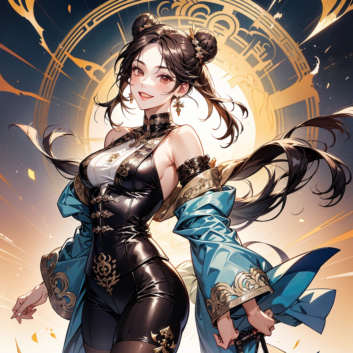 Sfw, (vivid colors,ultra-detailed),(best quality:1.37)chun li reimagined as a Victorian goth girl in a dark Victorian era backdrop, full body, 